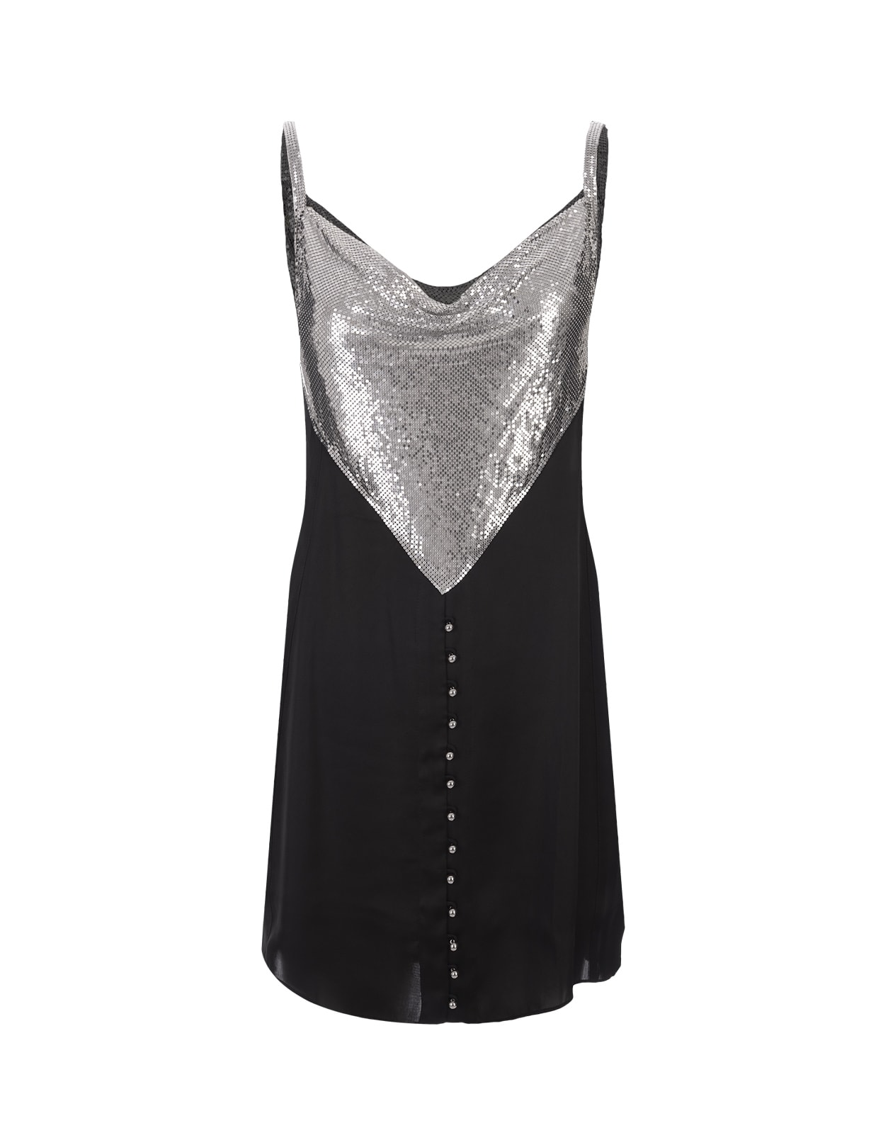 Paco Rabanne Mini Dress In Black Jersey And Silver Mesh