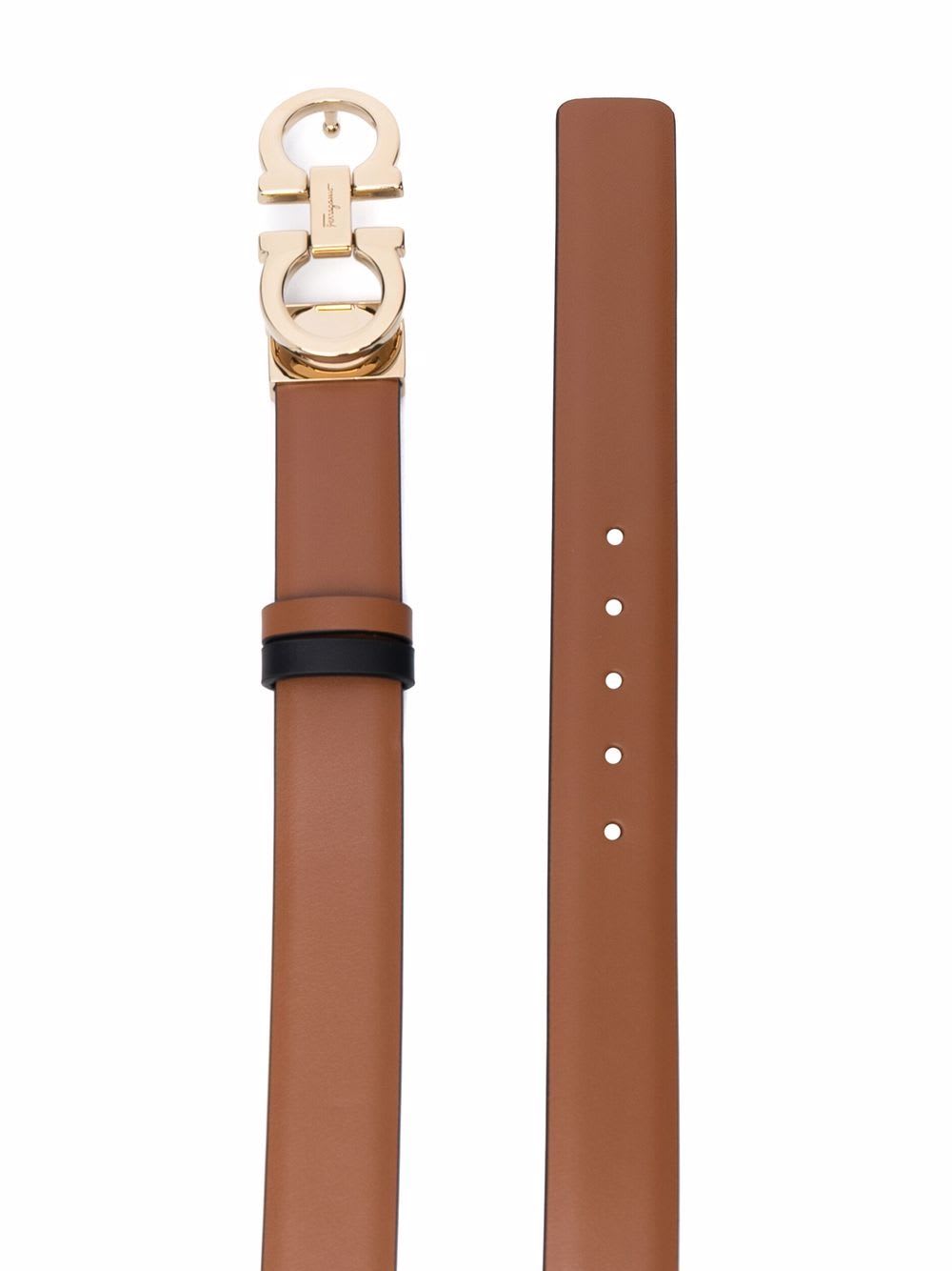 Ferragamo Belt With Reversible Gancini Buckle In Brown