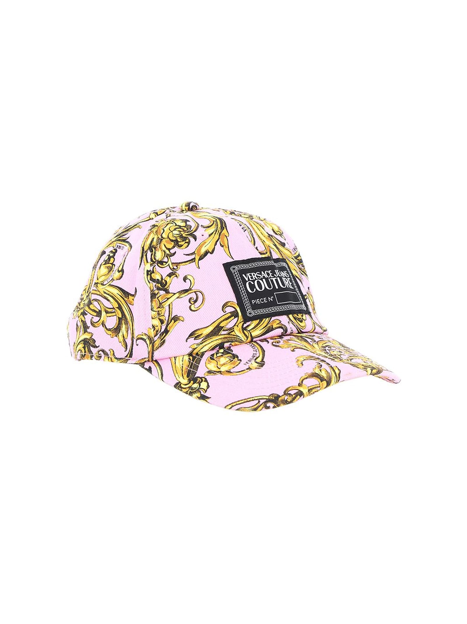 Versace Jeans Couture Hat Baseball Cap With Central Sewing Printed Canvas Garland