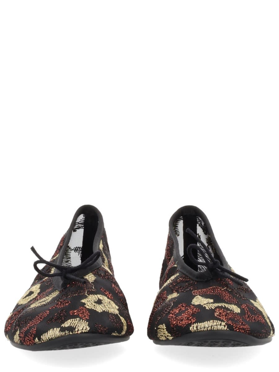 Repetto Floral Tie Ballet Flats In Black