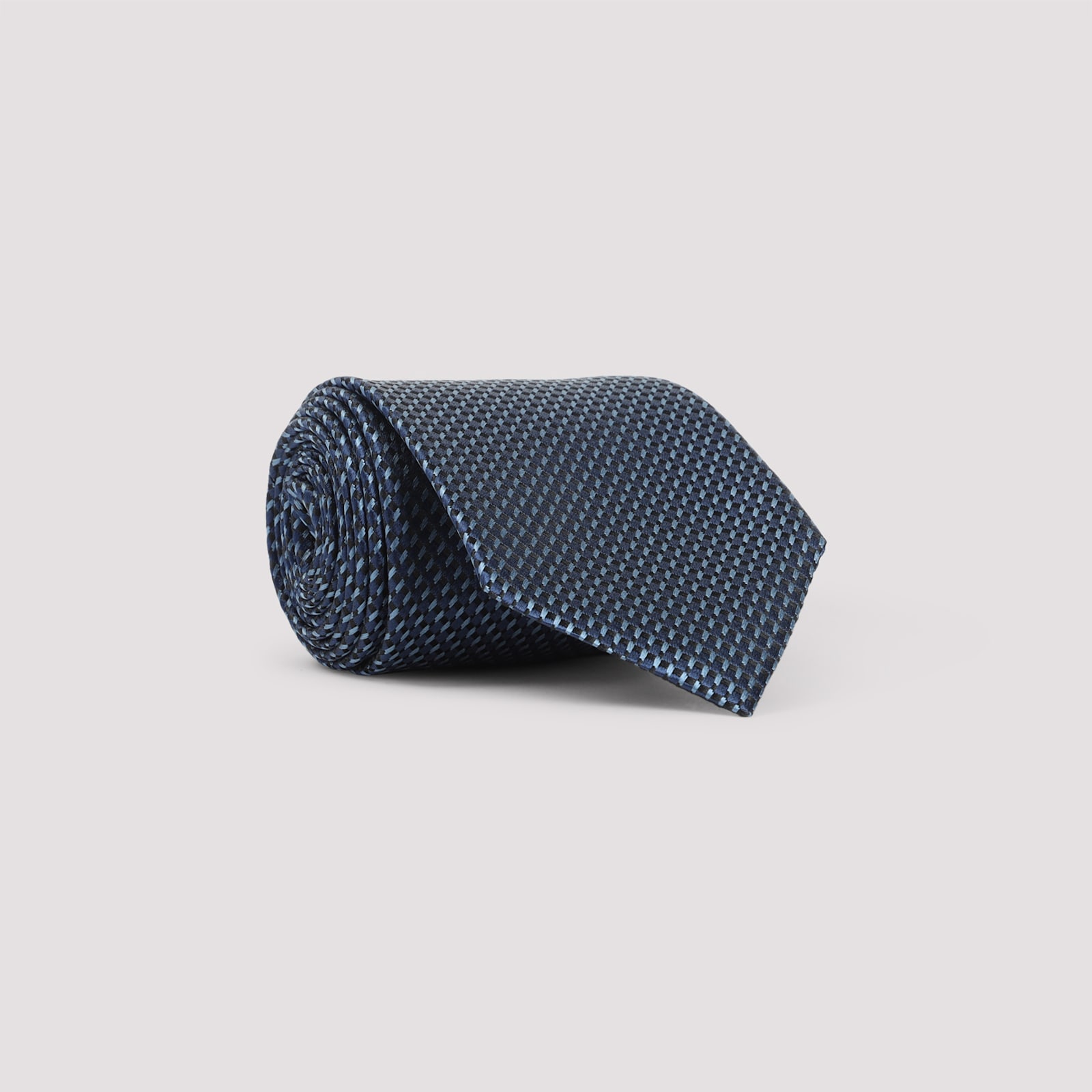 Tom Ford Silk Tie With Textured Pattern In Blue
