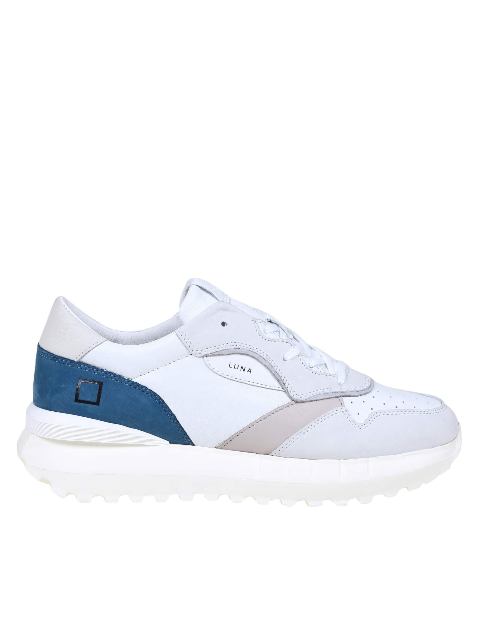 D.A.T.E. White And Blue Leather Sneakers