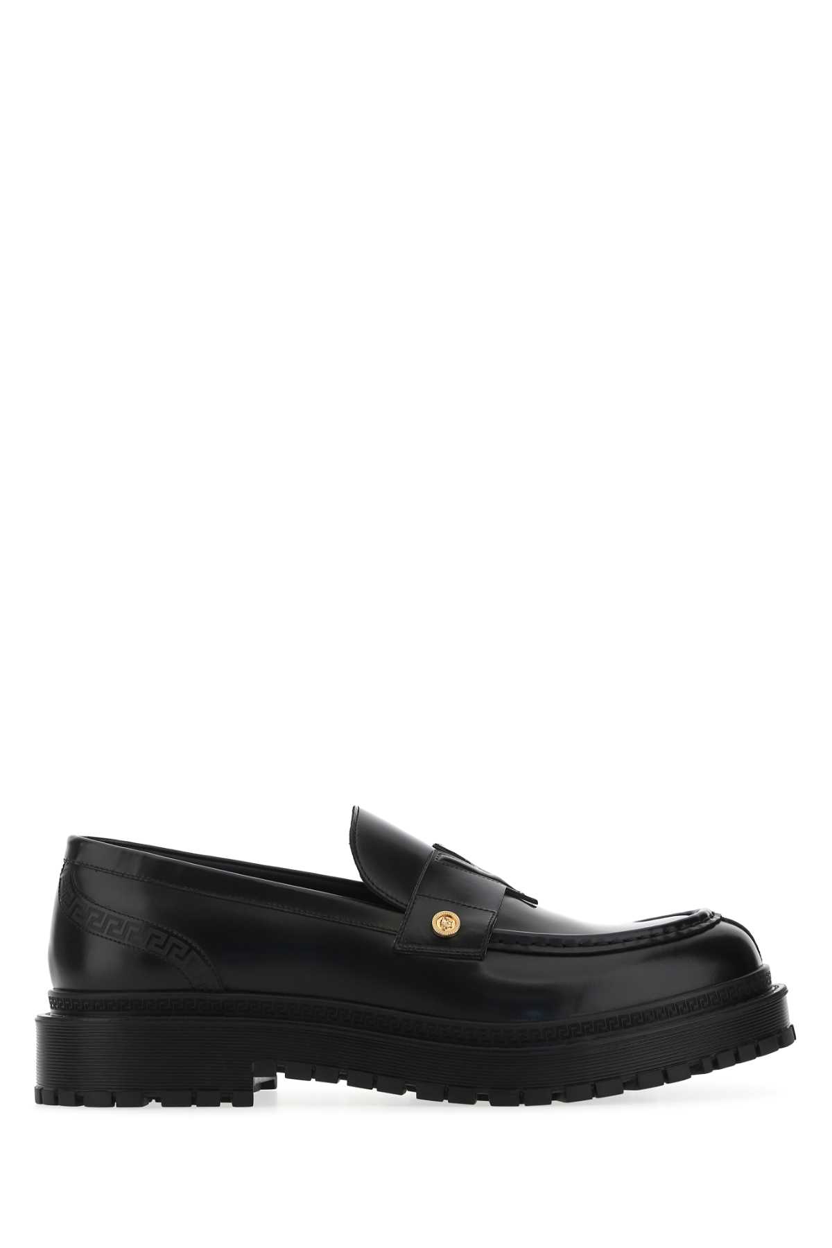 Versace Black Leather Loafers