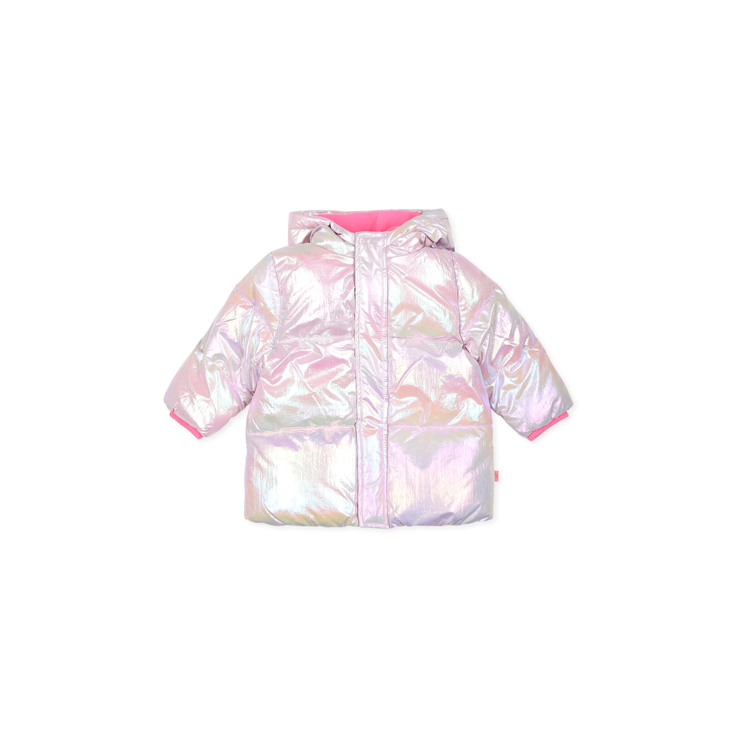 Billieblush Pink Down Jacket For Baby Girl With Cat In Pink