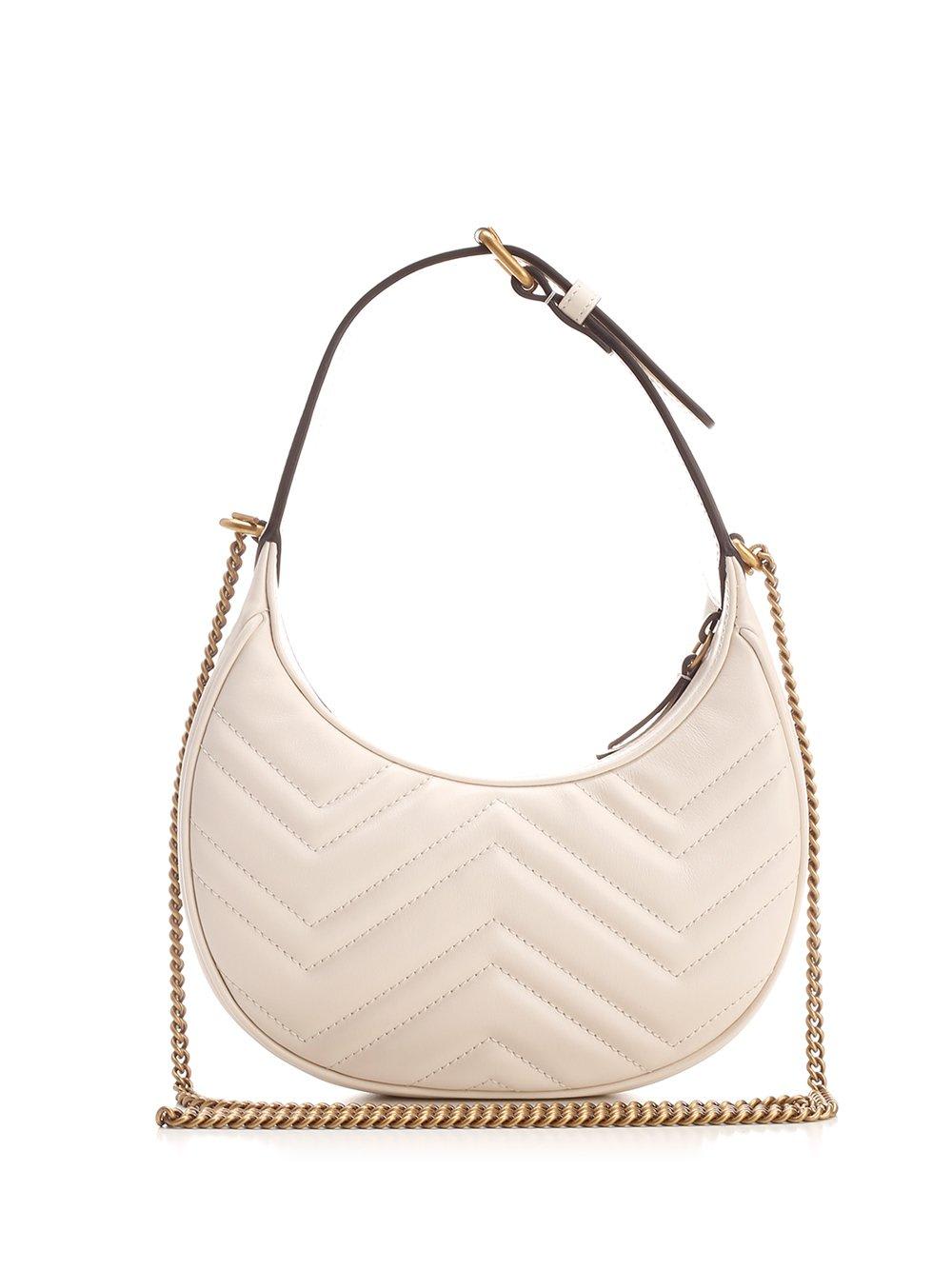 Gucci Gg Marmont Half-moon-shaped Mini Bag In White