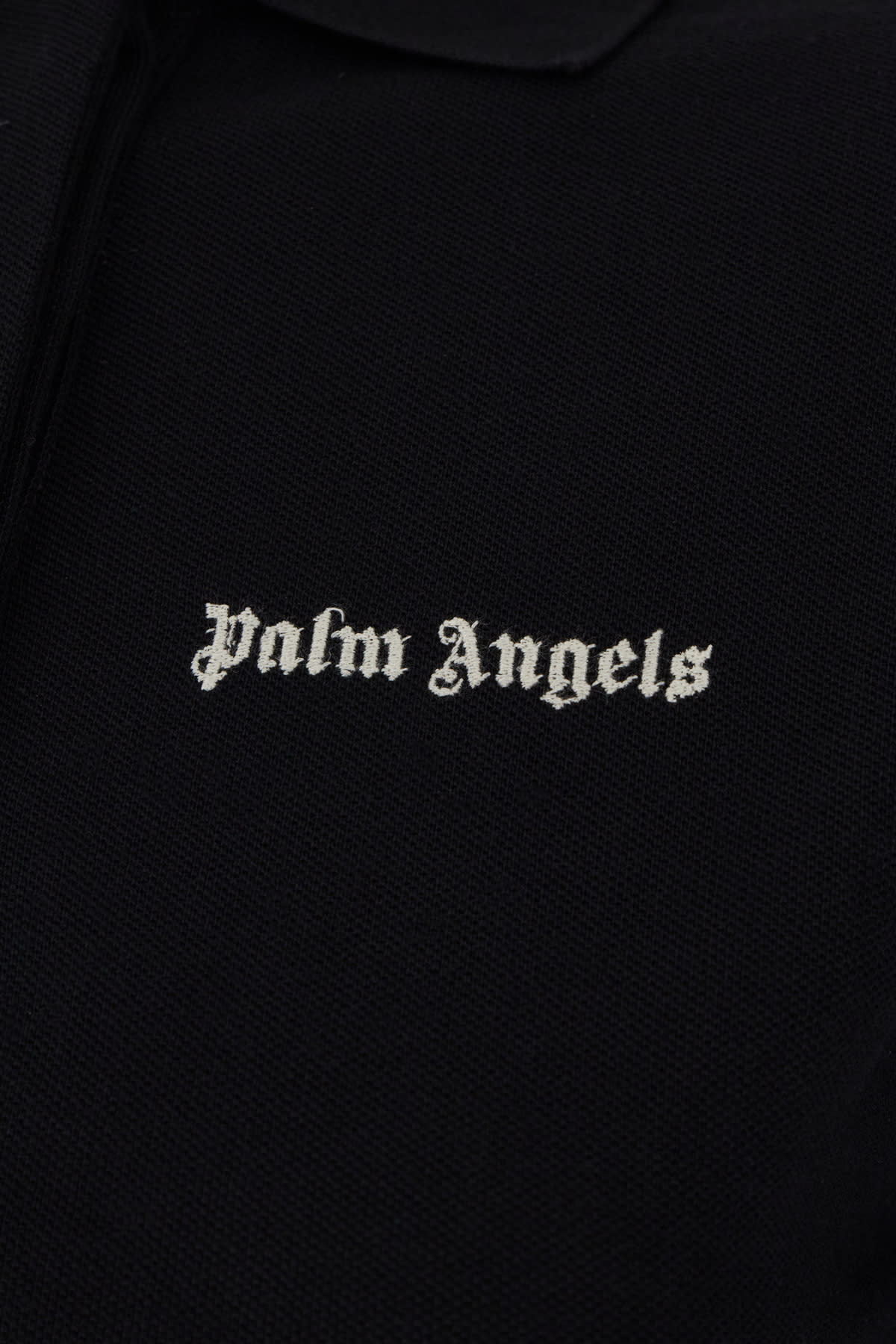 Shop Palm Angels Black Piquet Polo Shirt In 1003