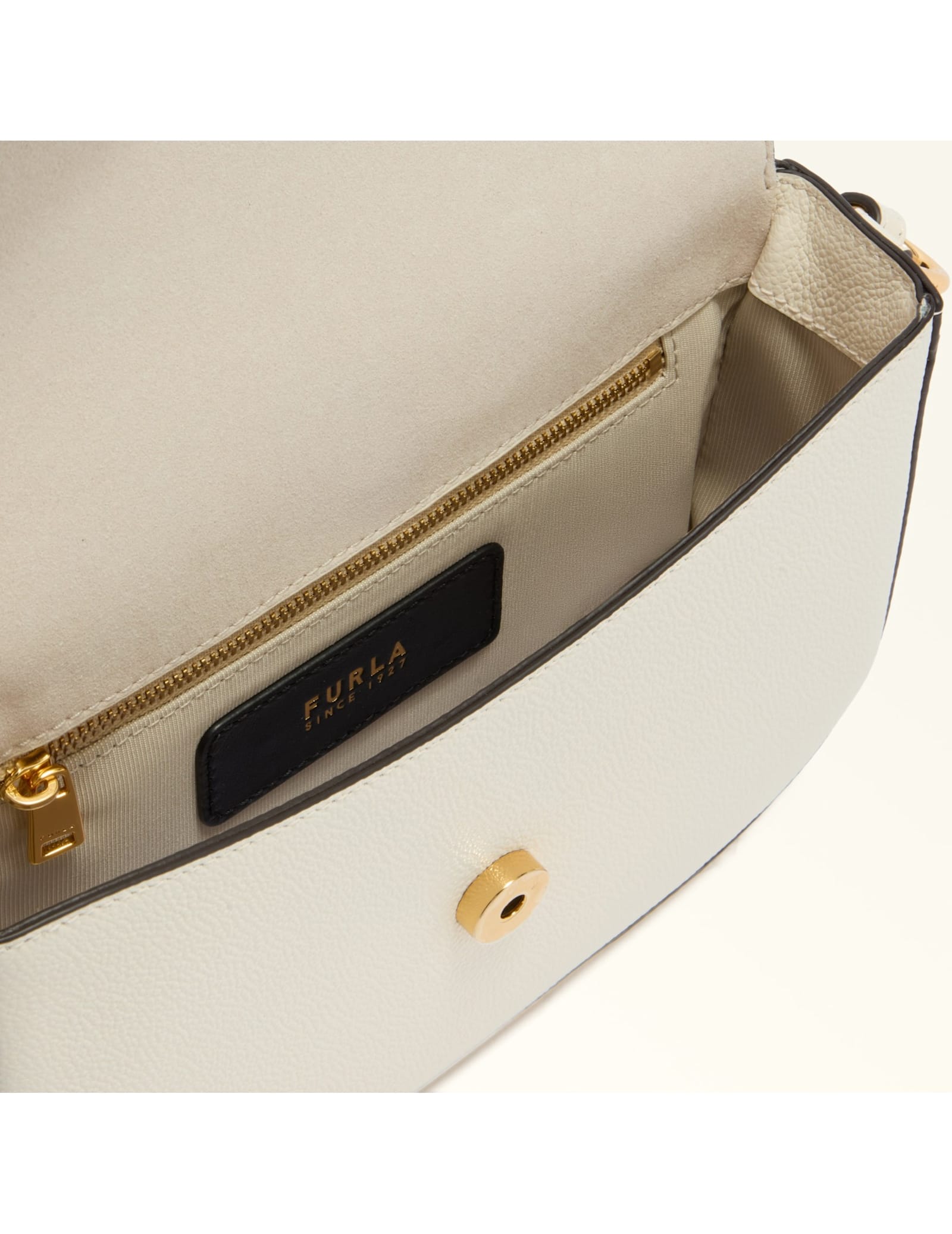 Furla Moonlight S Crossbody Bag In Cream Leather In White