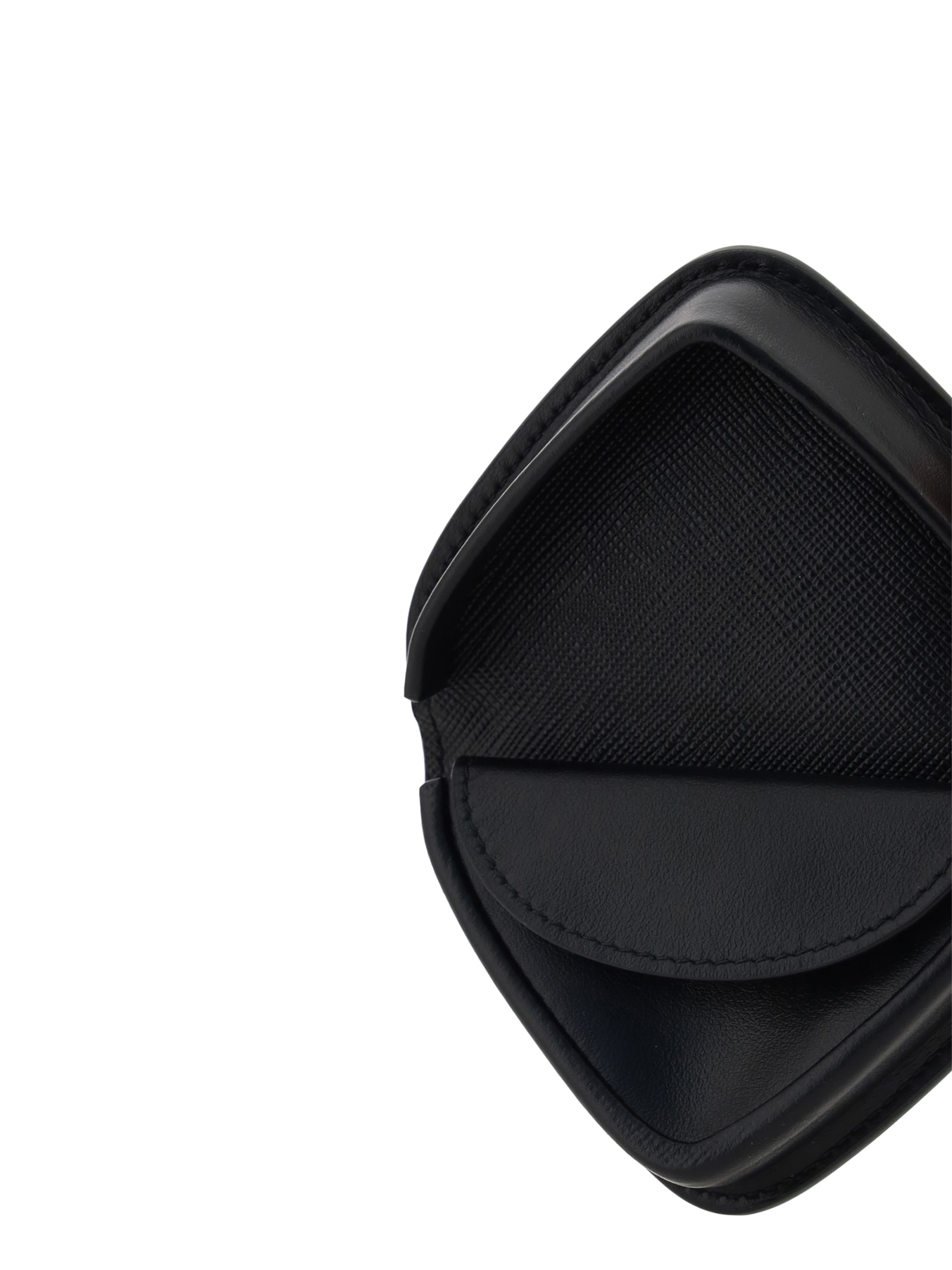 Prada Triangular Textured Leather Coin Purse In Nero