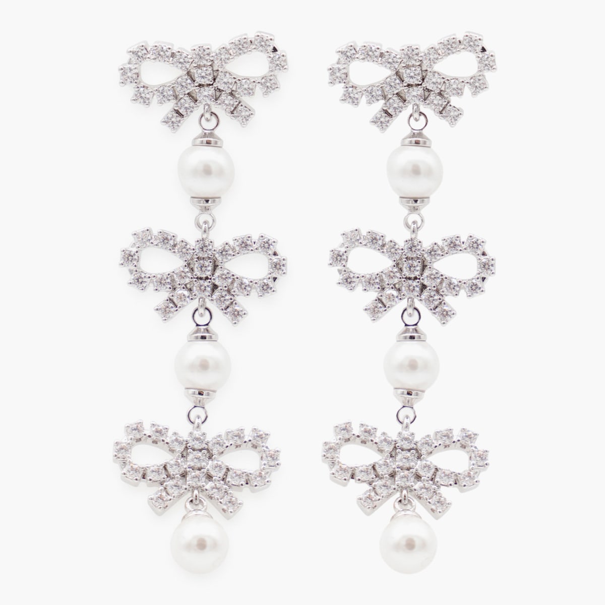 Self-portrait Silver Crystal Earrings In White