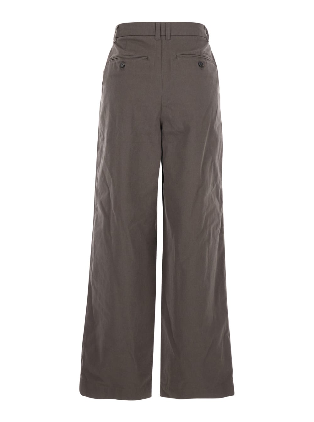 Dunst Double Pleated Wide Chino Slacks In Brown