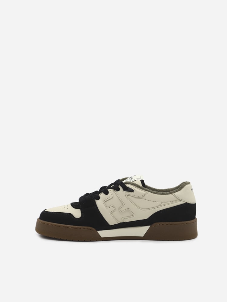 Shop Fendi Match Sneakers In Leather With Suede Inserts In Black