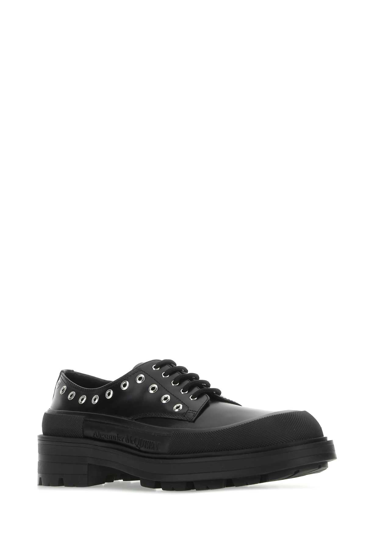 Alexander Mcqueen Black Leather Lace-up Shoes In 1081