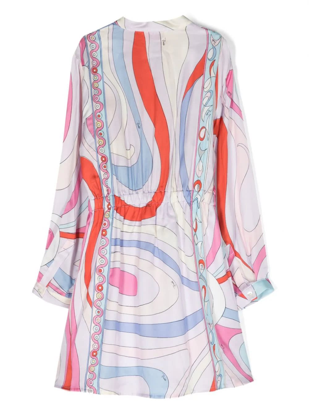 Shop Pucci Light Blue/multicolour Shirt Dress With Iride Print