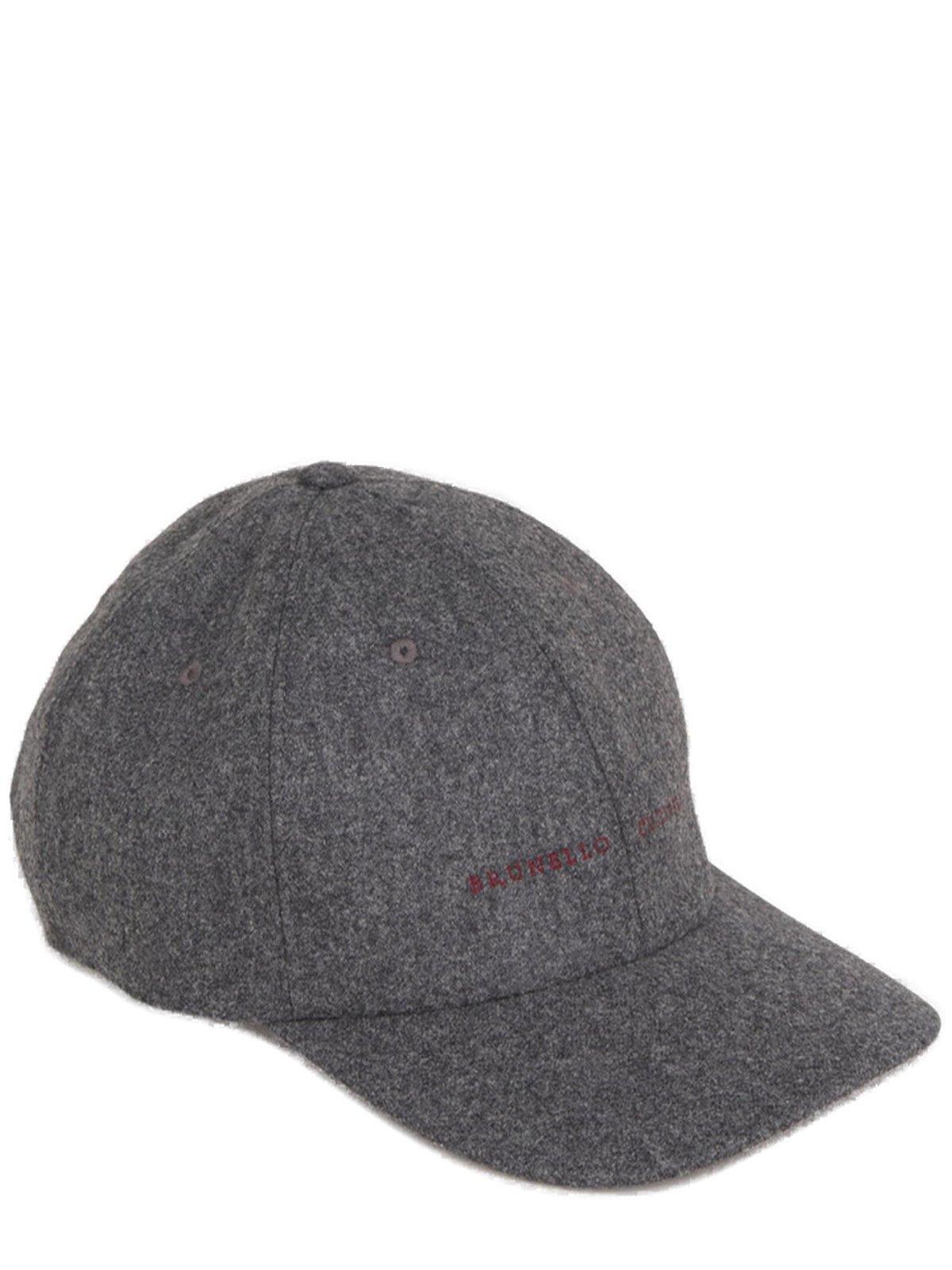 Shop Brunello Cucinelli Logo Embroidered Curved Peak Baseball Cap In Charcoal