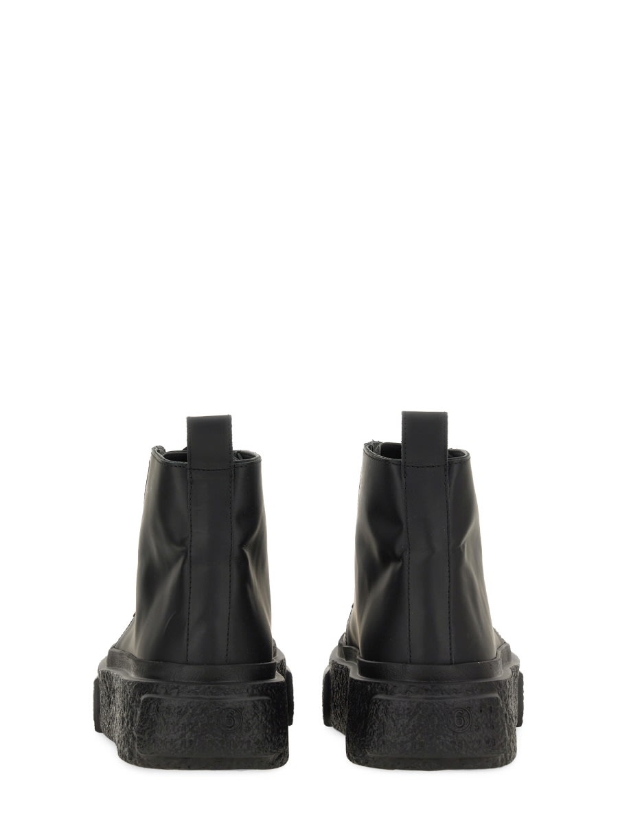 Shop Mm6 Maison Margiela Leather Lace-up Sneaker In Black