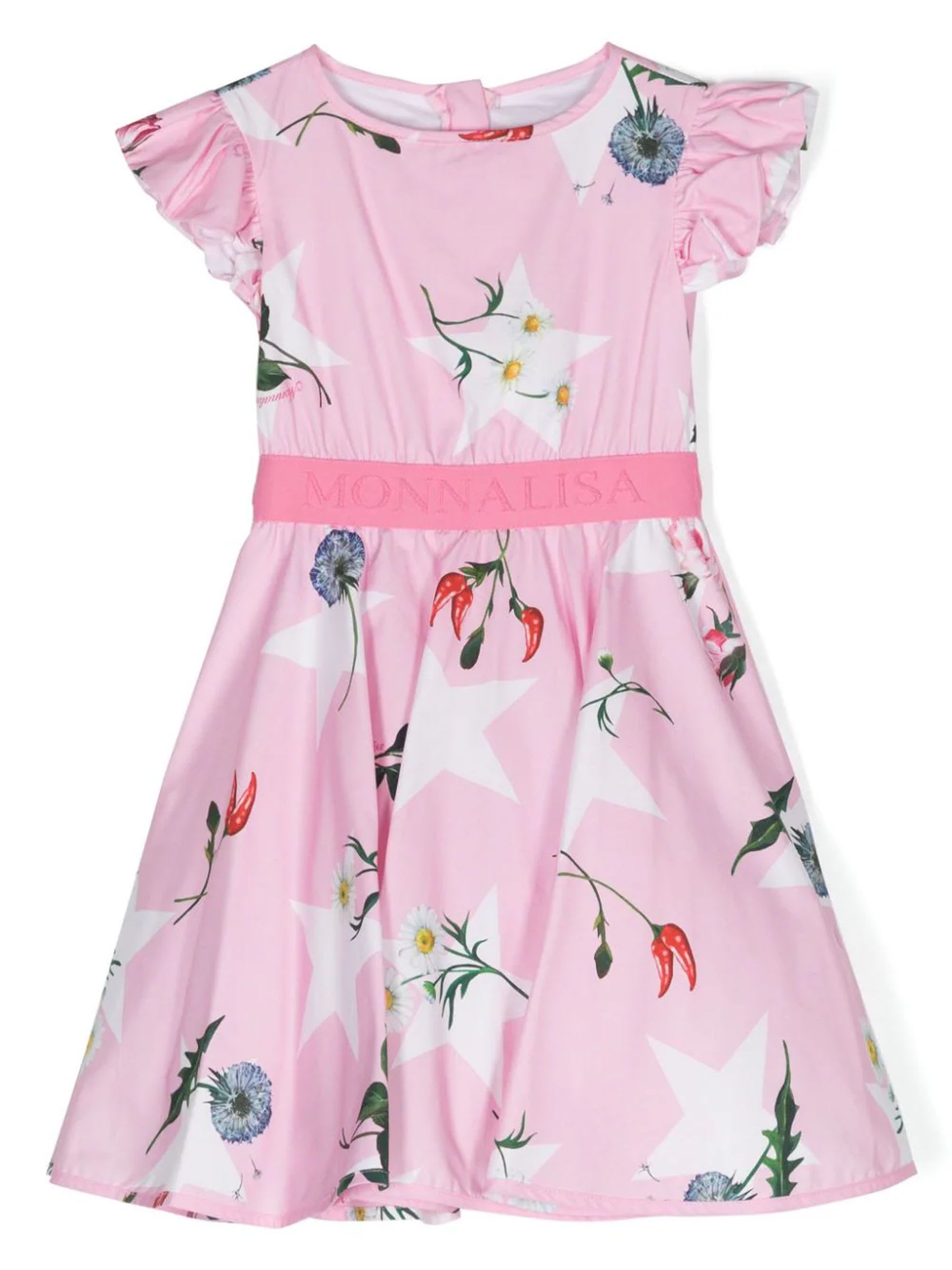 Shop Monnalisa Pink Cotton Dress