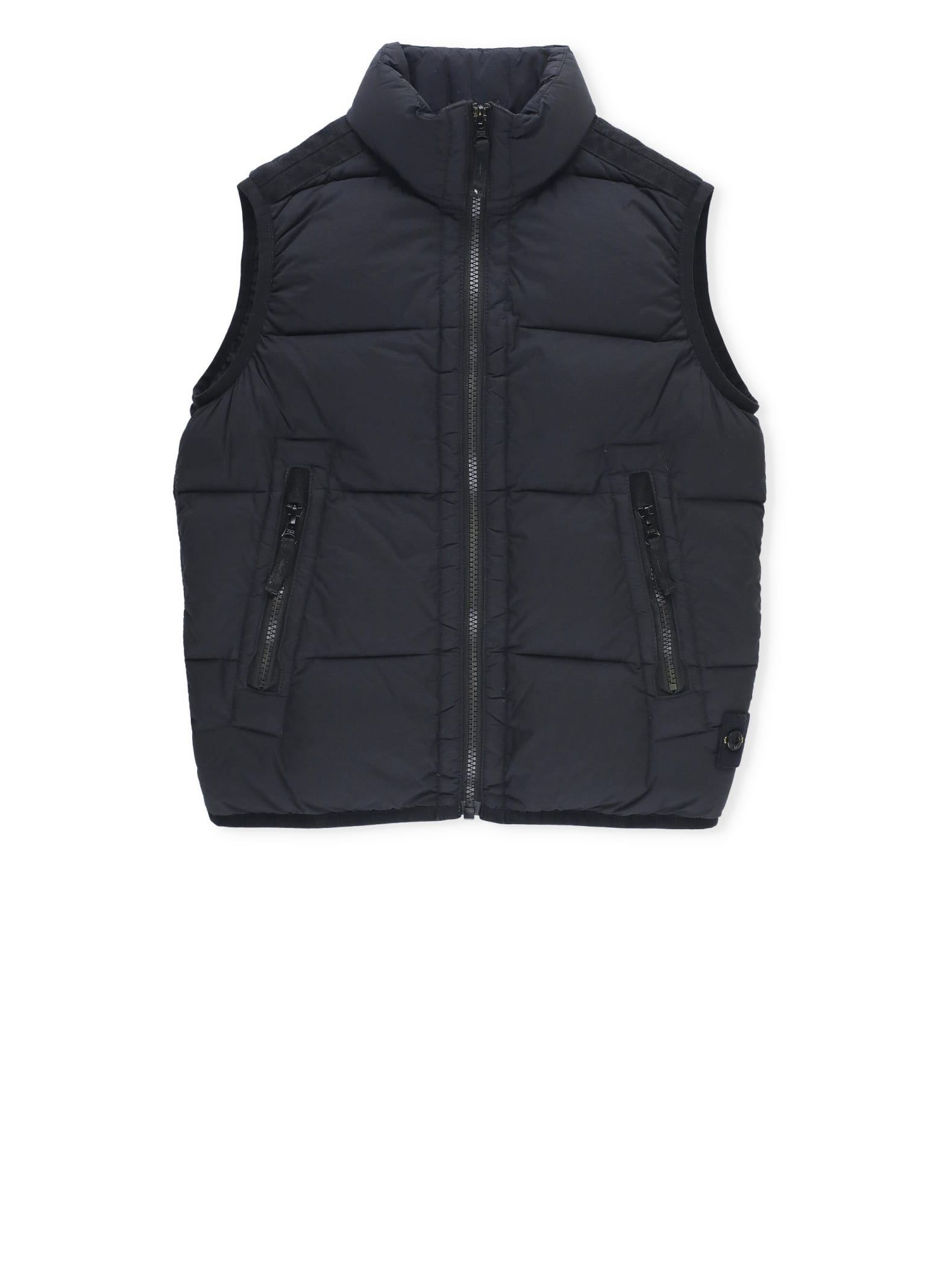 Stone Island Kids' Padded And Quilted Sleeveless Jacket With Logo In Black