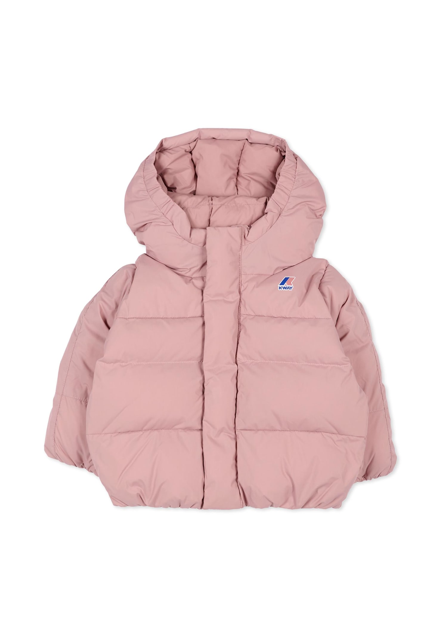 K-way Pink Down Jacket For Baby Girl In Pink