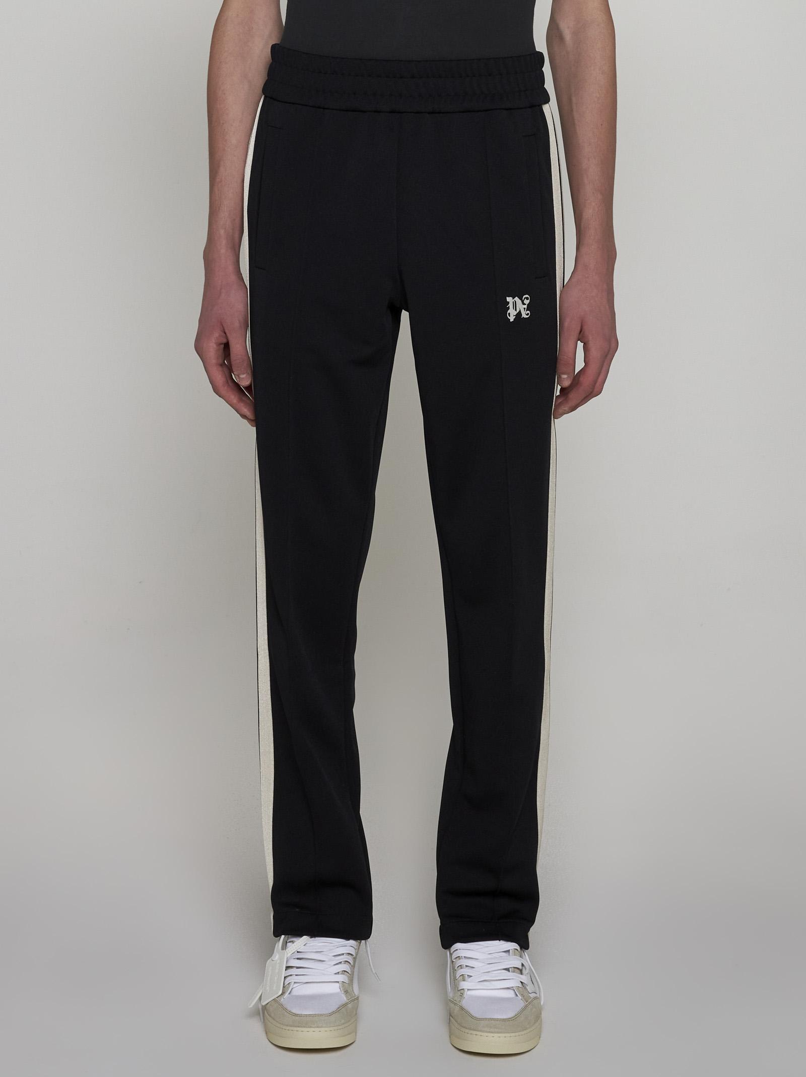 Shop Palm Angels Monogram Jersey Track Pants In Black/neutrals