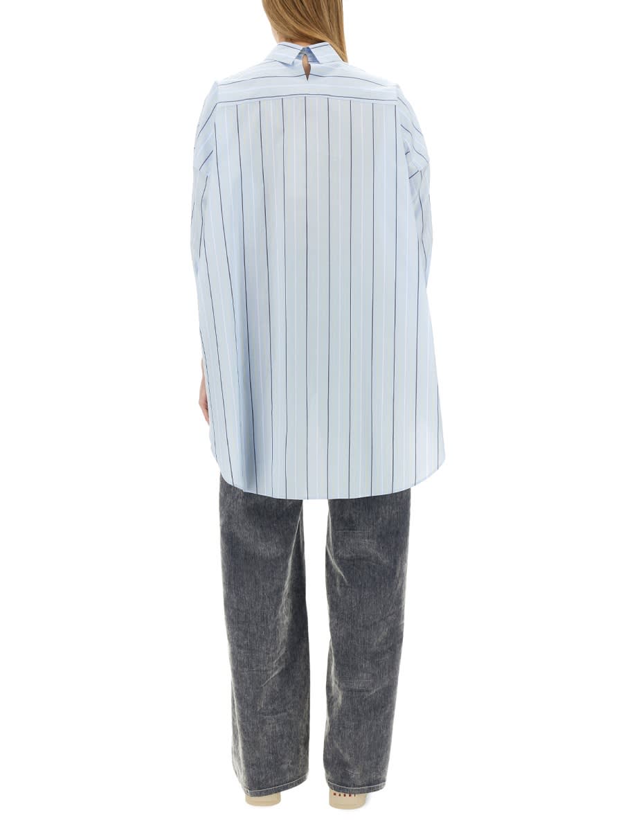 Shop Marni Asymmetrical Striped Shirt In Water