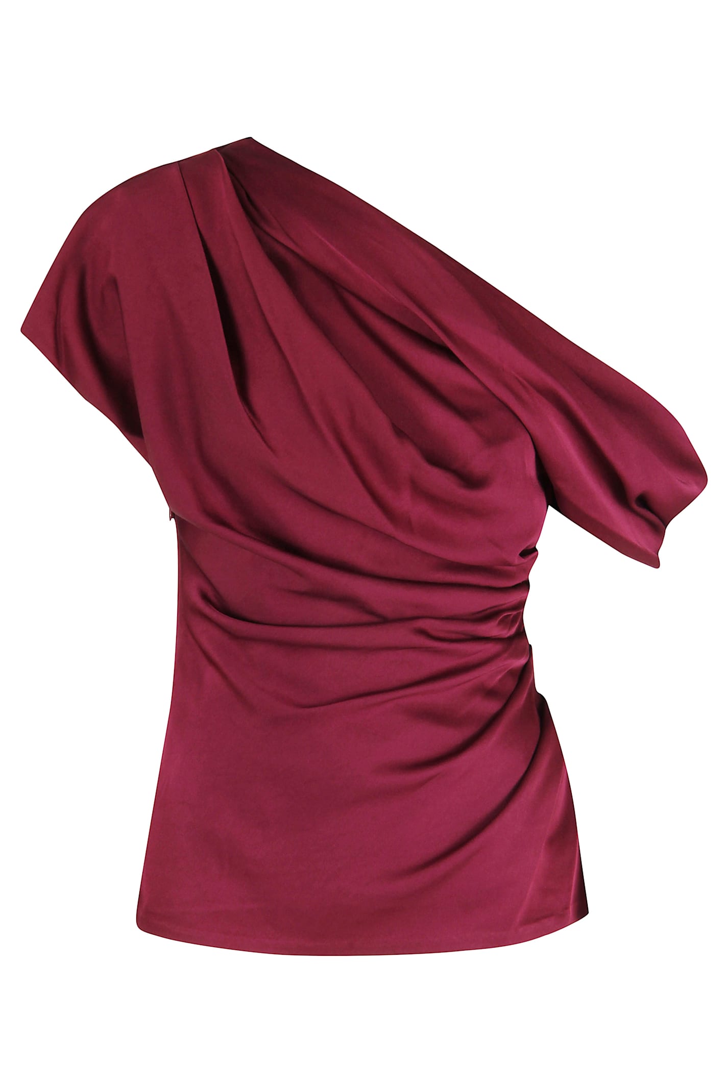Simkhai Women's Phoebe Draped Satin Top In Cranberry In Red