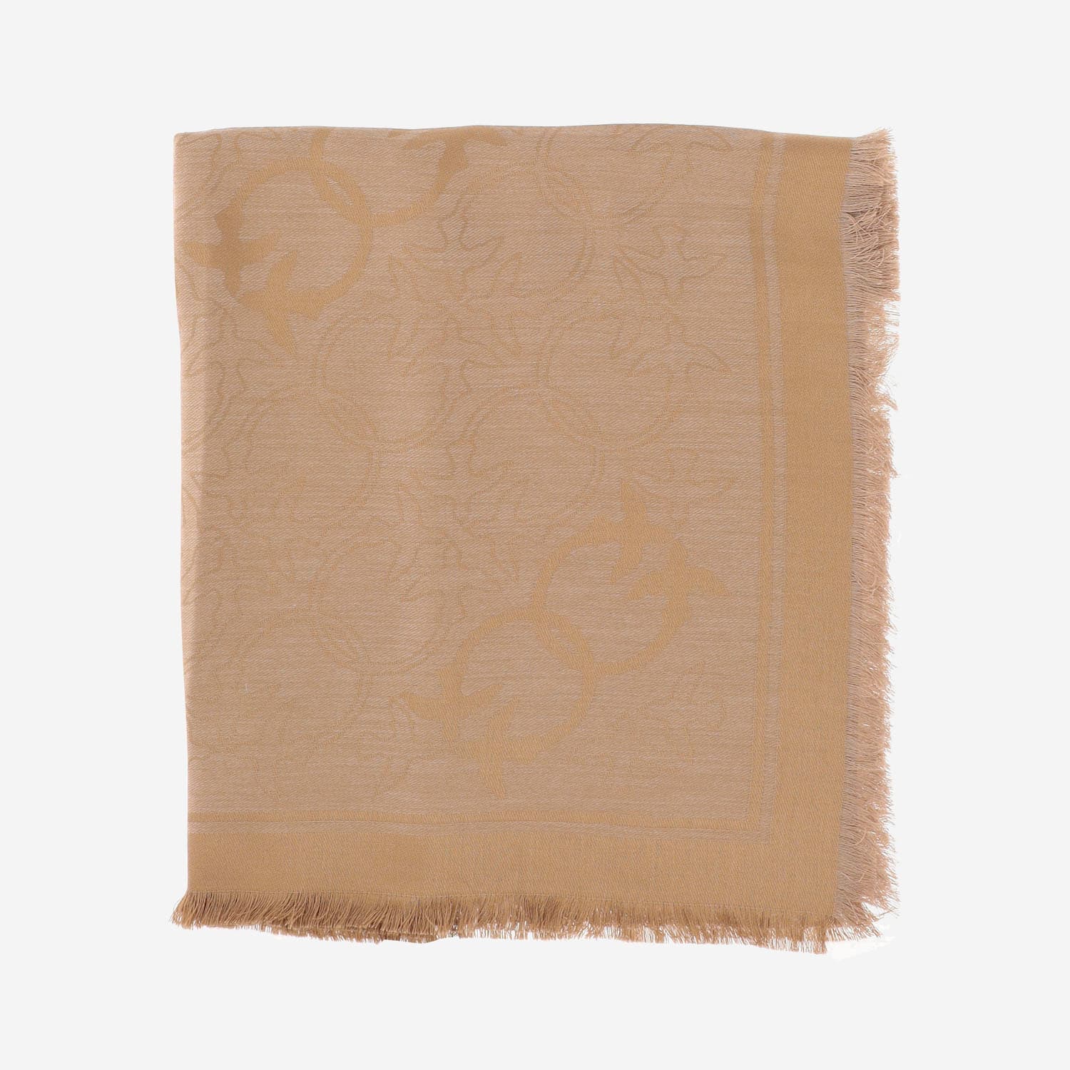 Pinko Viscose Blend Scarf With Love Birds Pattern In Neutral