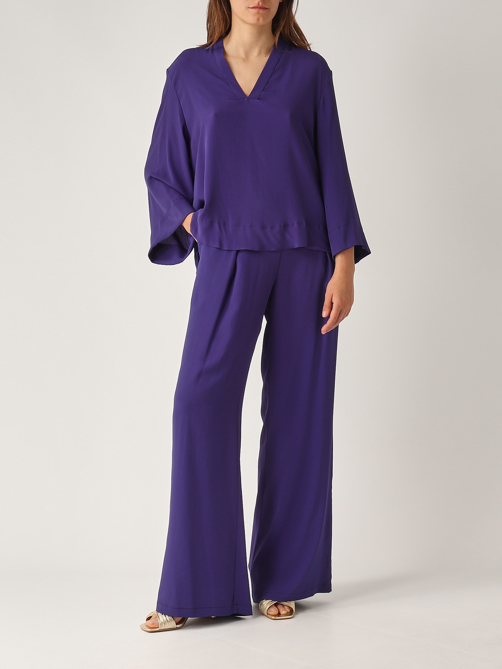 Maliparmi Camicia Fluid Crepe Shirt In Purple