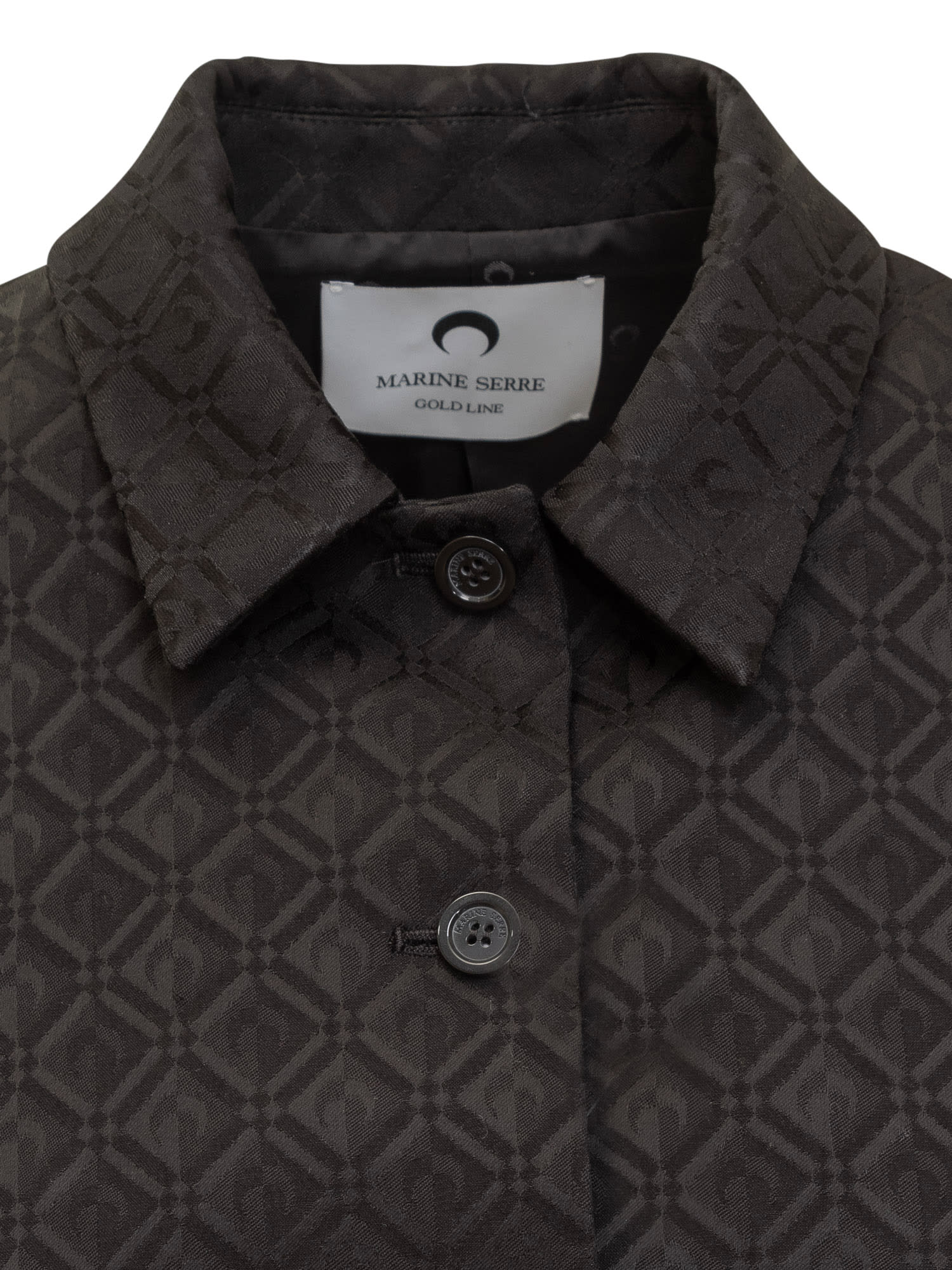 Marine Serre Moon Diamant-jacquard Cropped Jacket In Black