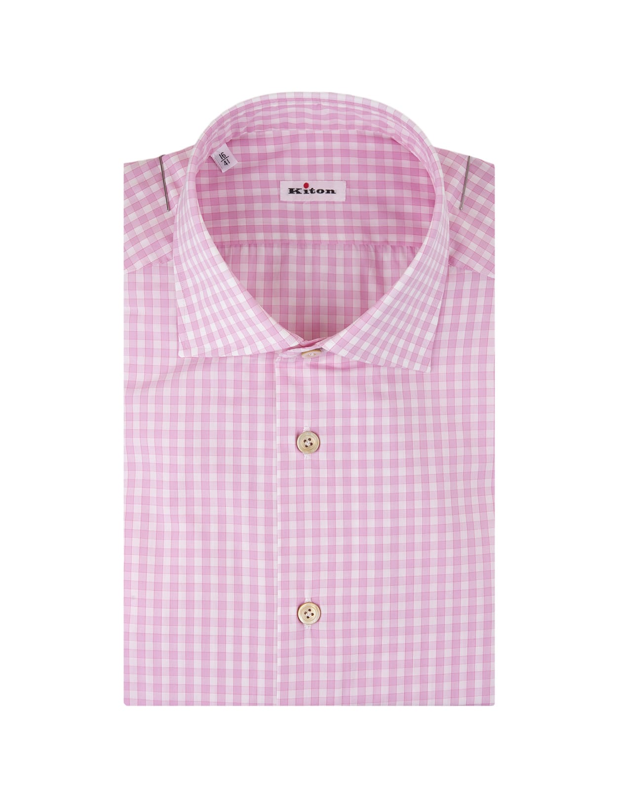 Shop Kiton Pink Check Shirt