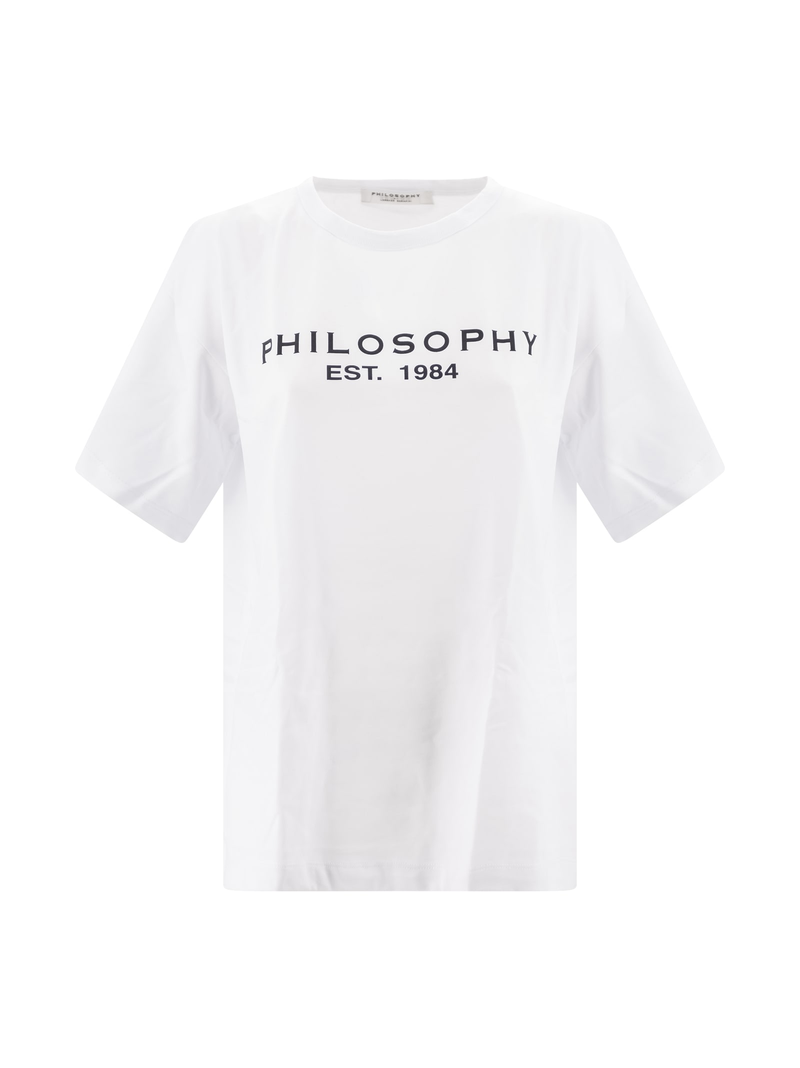 Shop Philosophy Di Lorenzo Serafini Graphic-print Cotton T-shirt  In White