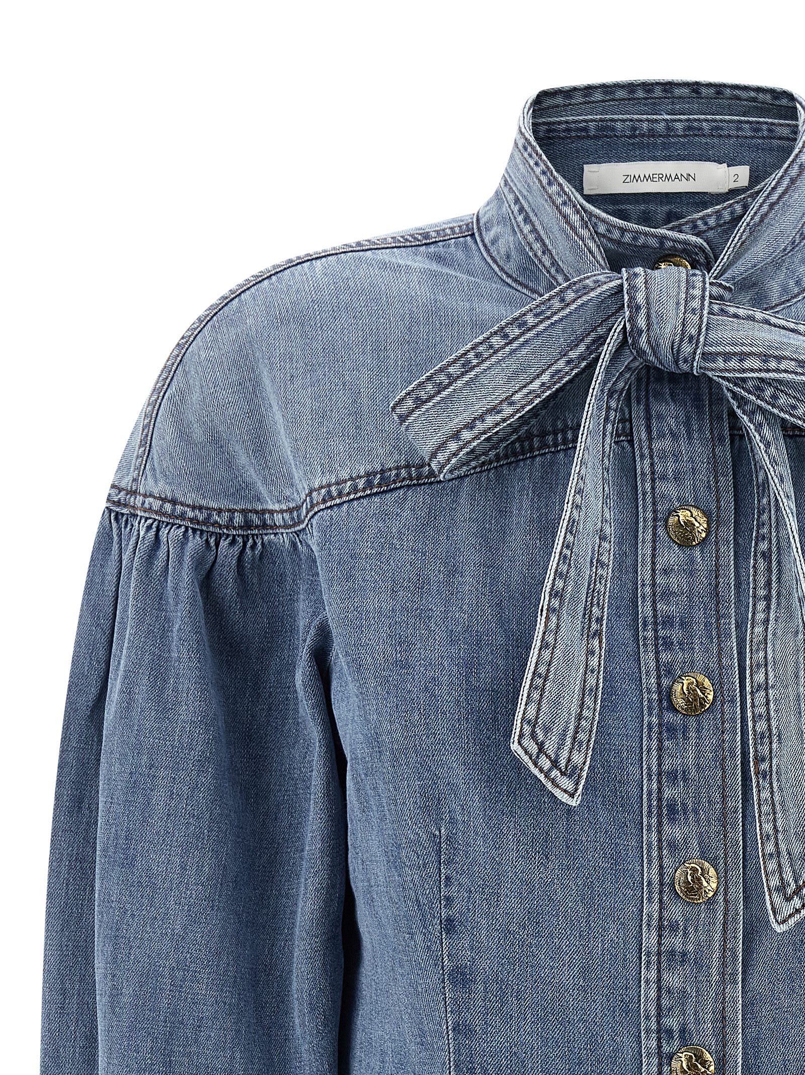 Zimmermann Denim Shirt Shirt And Blouse Light Blue In Blue
