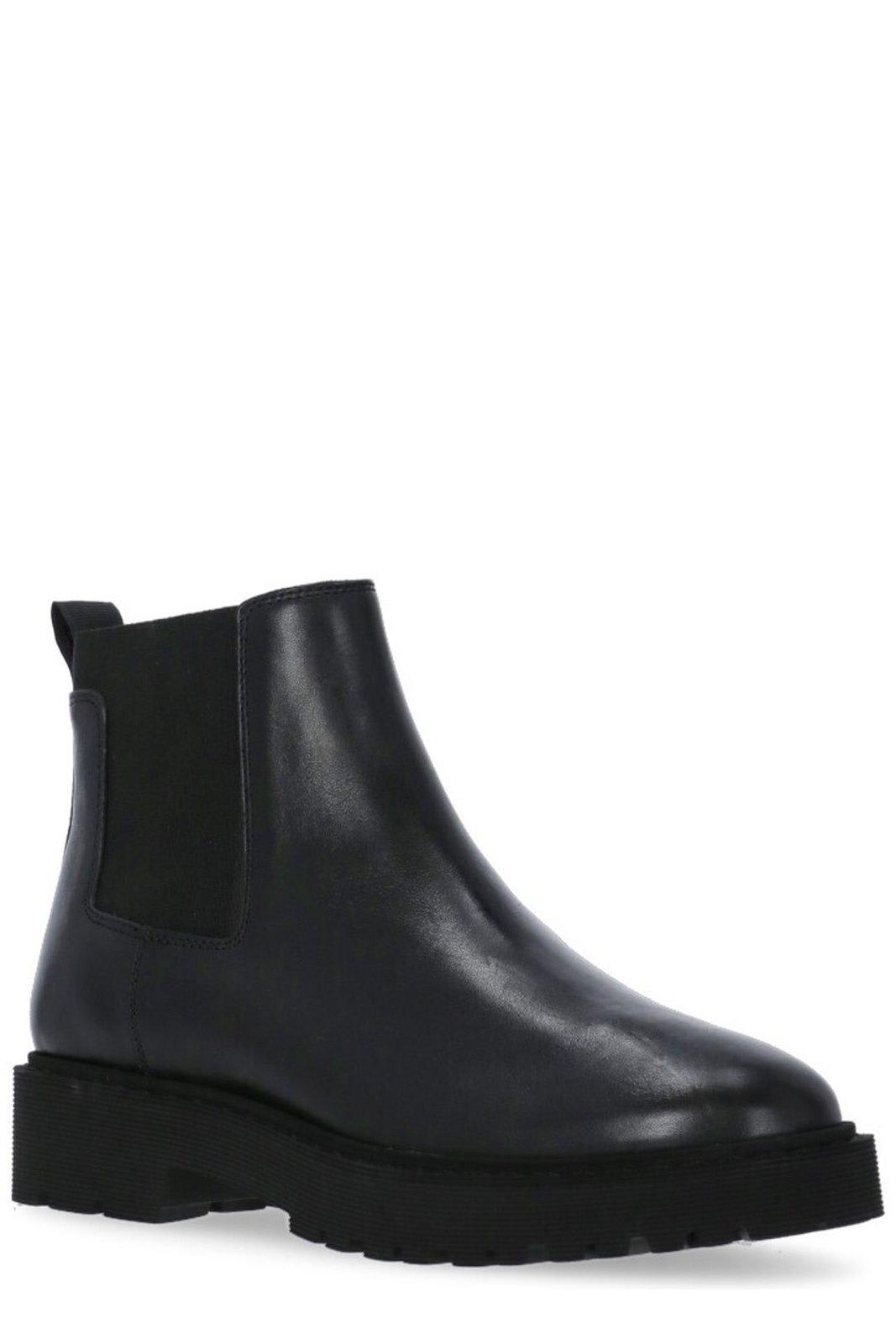 Shop Hogan Round Toe Chelsea Boots  In Black