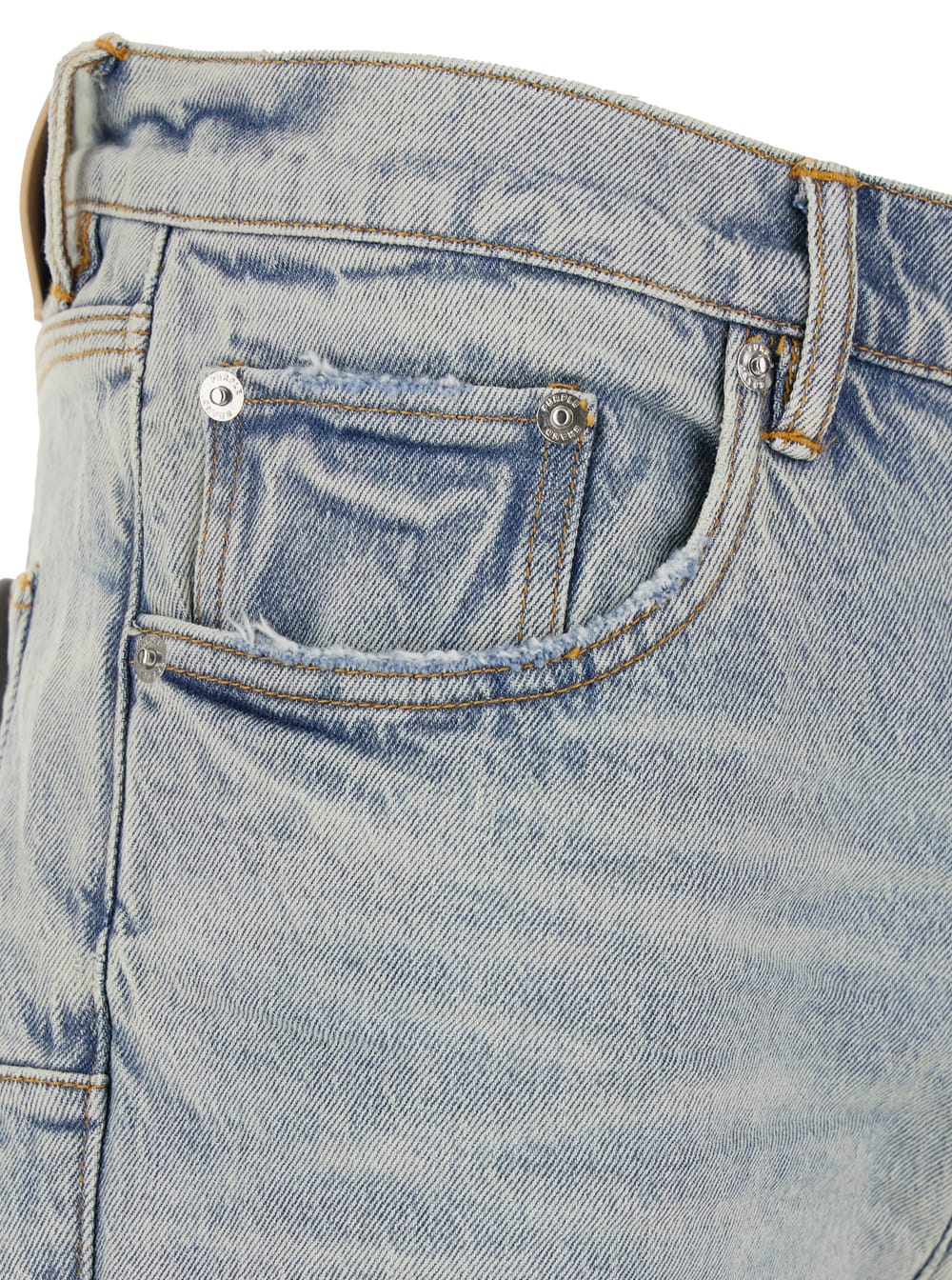 Purple Brand Light Blue Jeans With Belt Loops And Logo Patch On The Rear In Light Blue