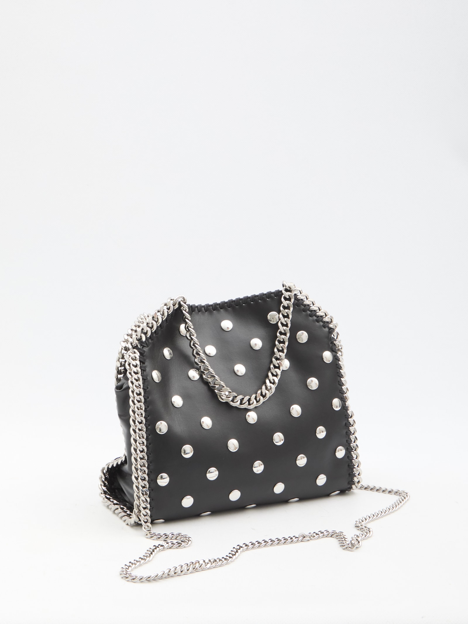 Shop Stella Mccartney Studded Falabella Mini Tote Bag In Black