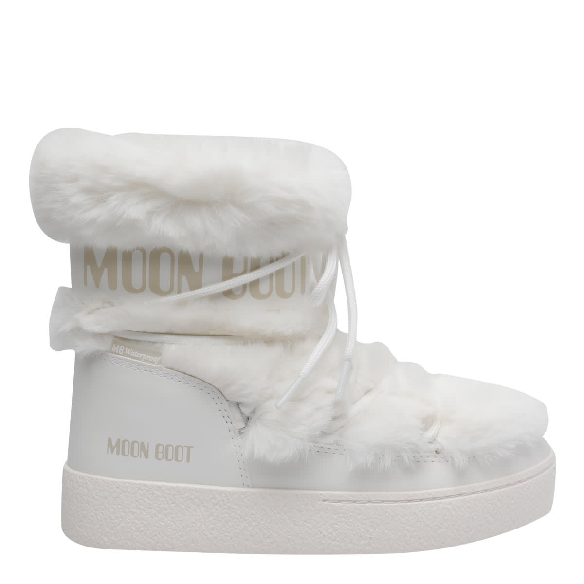 Moon Boot Ltrack Tube Faux Fur Booties In White