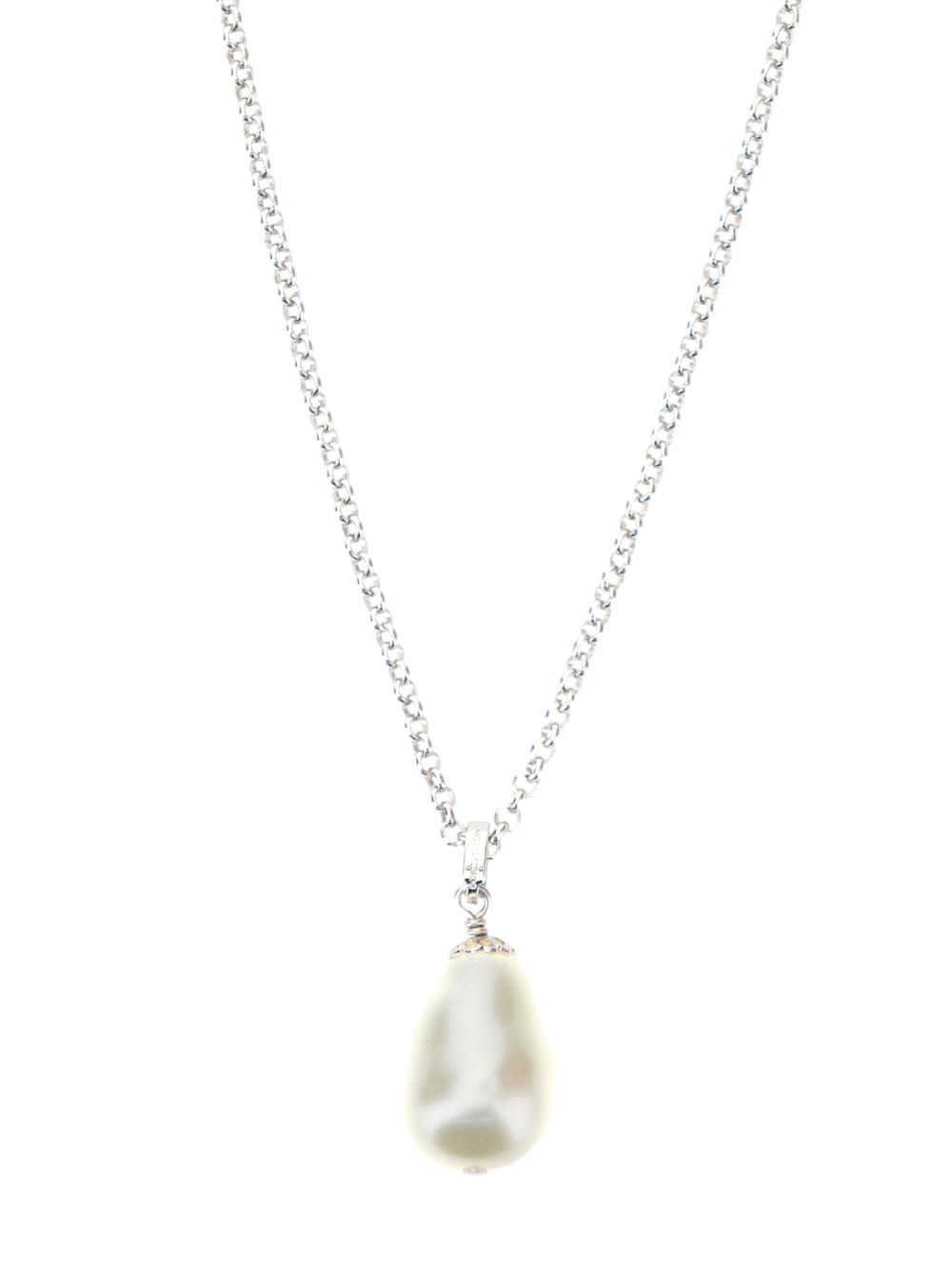 Shop Dolce & Gabbana Silver-tone Necklace With Drop Pendant And Dg Logo In Brass Man In Metallic