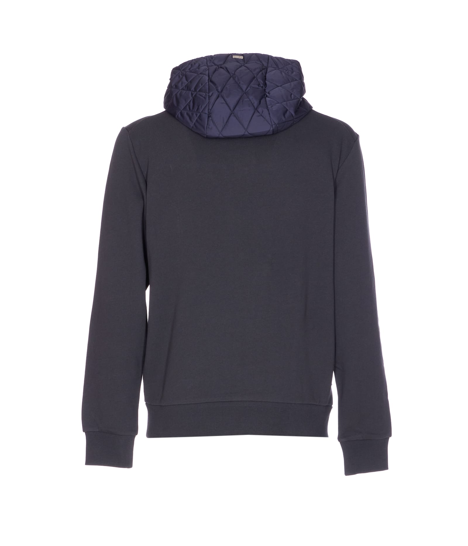 Herno Quilted Hoodie With Drawstring And Long Sleeves In Blue
