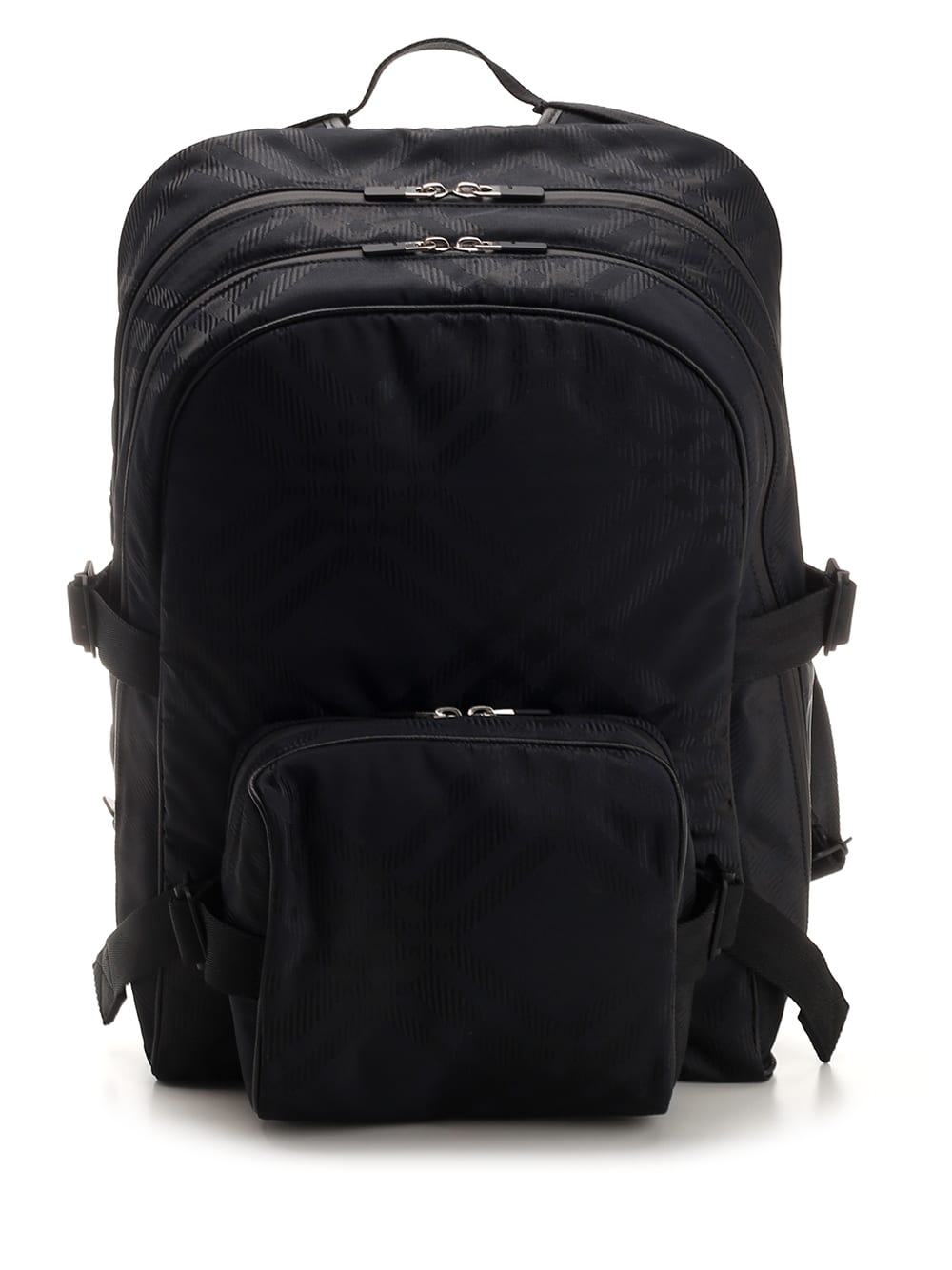 Shop Burberry Check Jacquard Backpack In Black