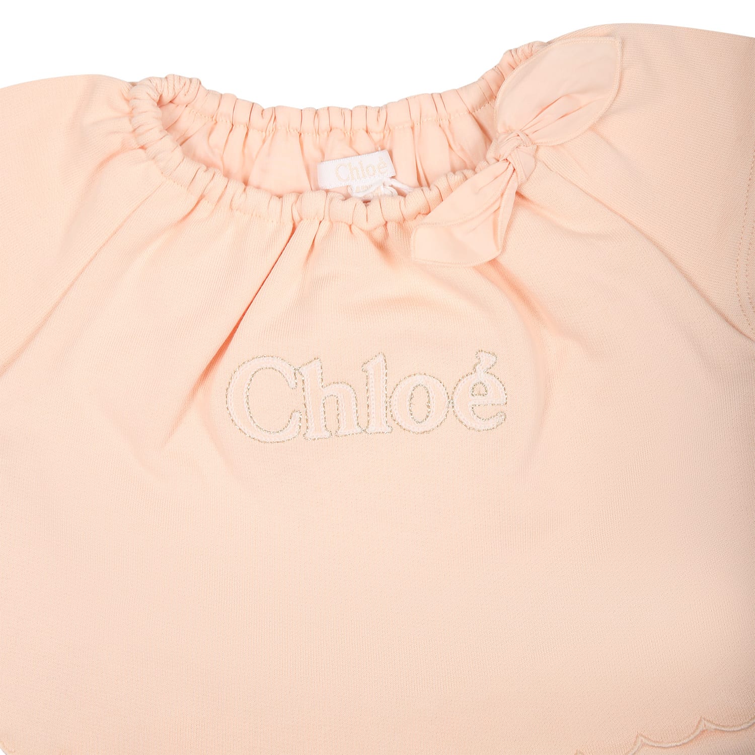 Shop Chloé Pink Sports Suit For Baby Girl With Logo