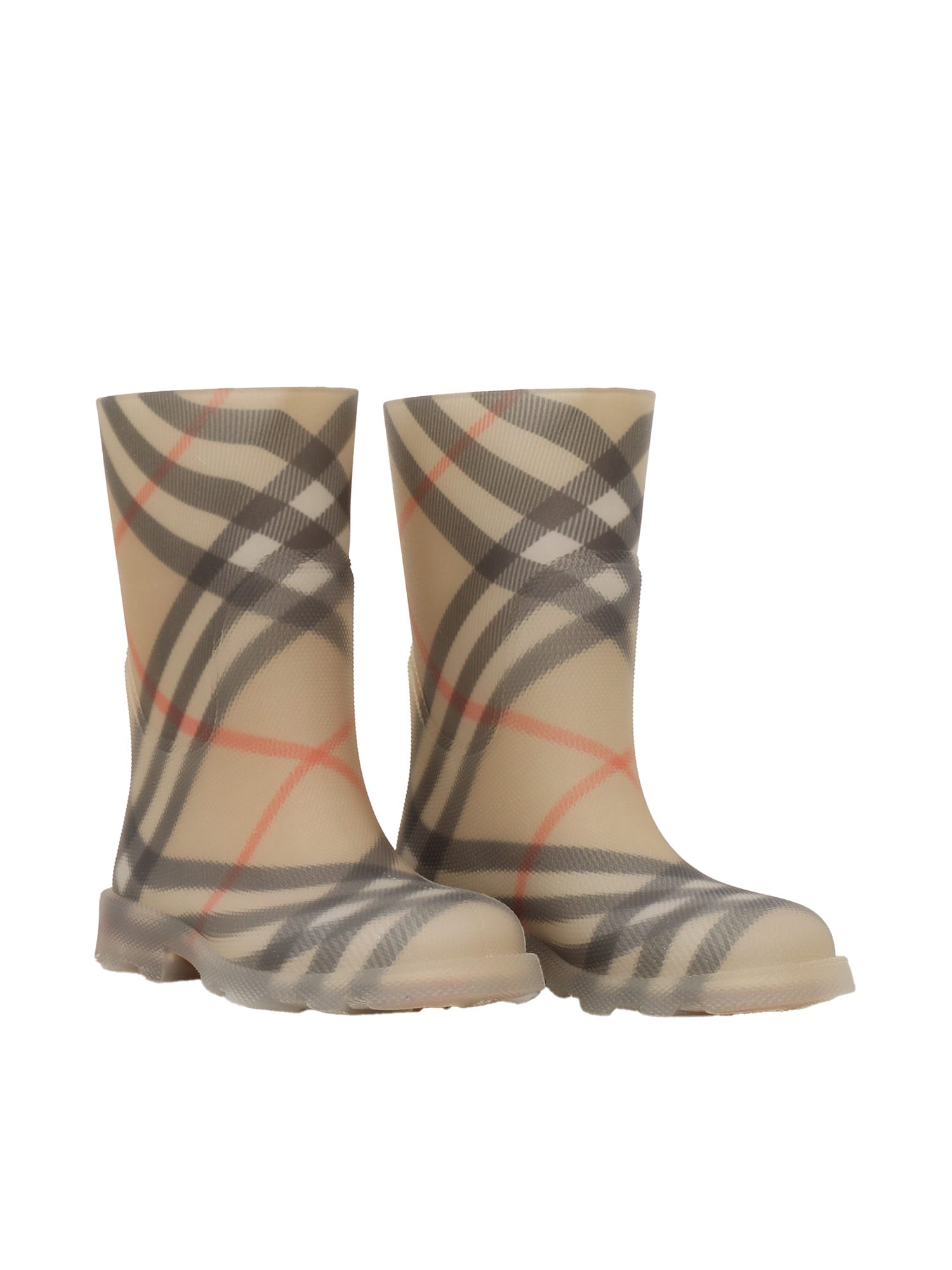 Burberry Little Kids Beige Check Rubber Marsh Boots In Beige