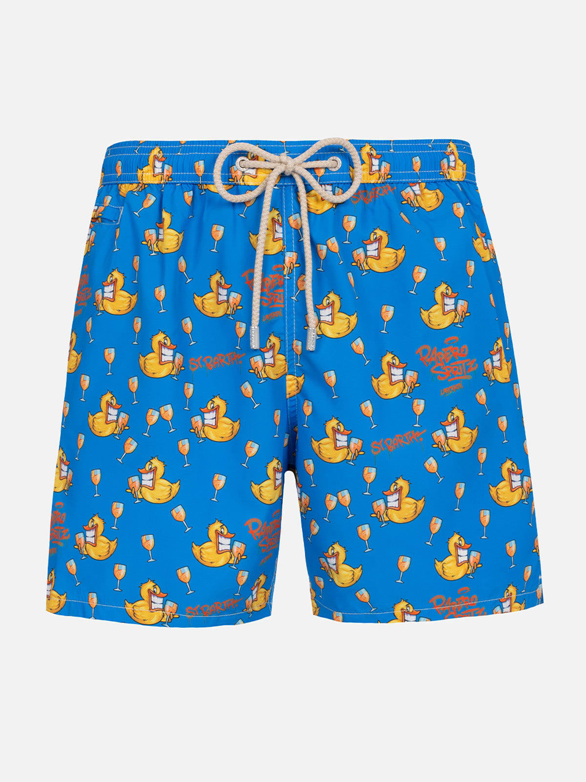 MC2 SAINT BARTH MAN LIGHTWEIGHT FABRIC SWIM-SHORTS LIGHTING MICRO FANTASY WITH DUCKY CRYPTOPUPPETS PRINT CRYPTOPUPPE 