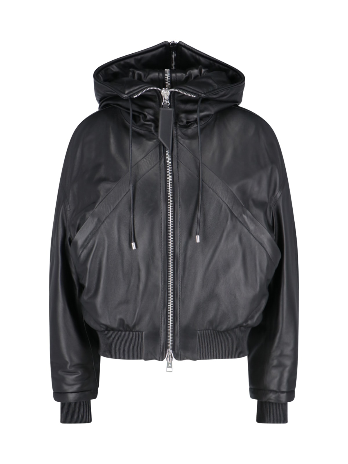 Shop Attico Maxi Hooded Bomber Jacket In Black