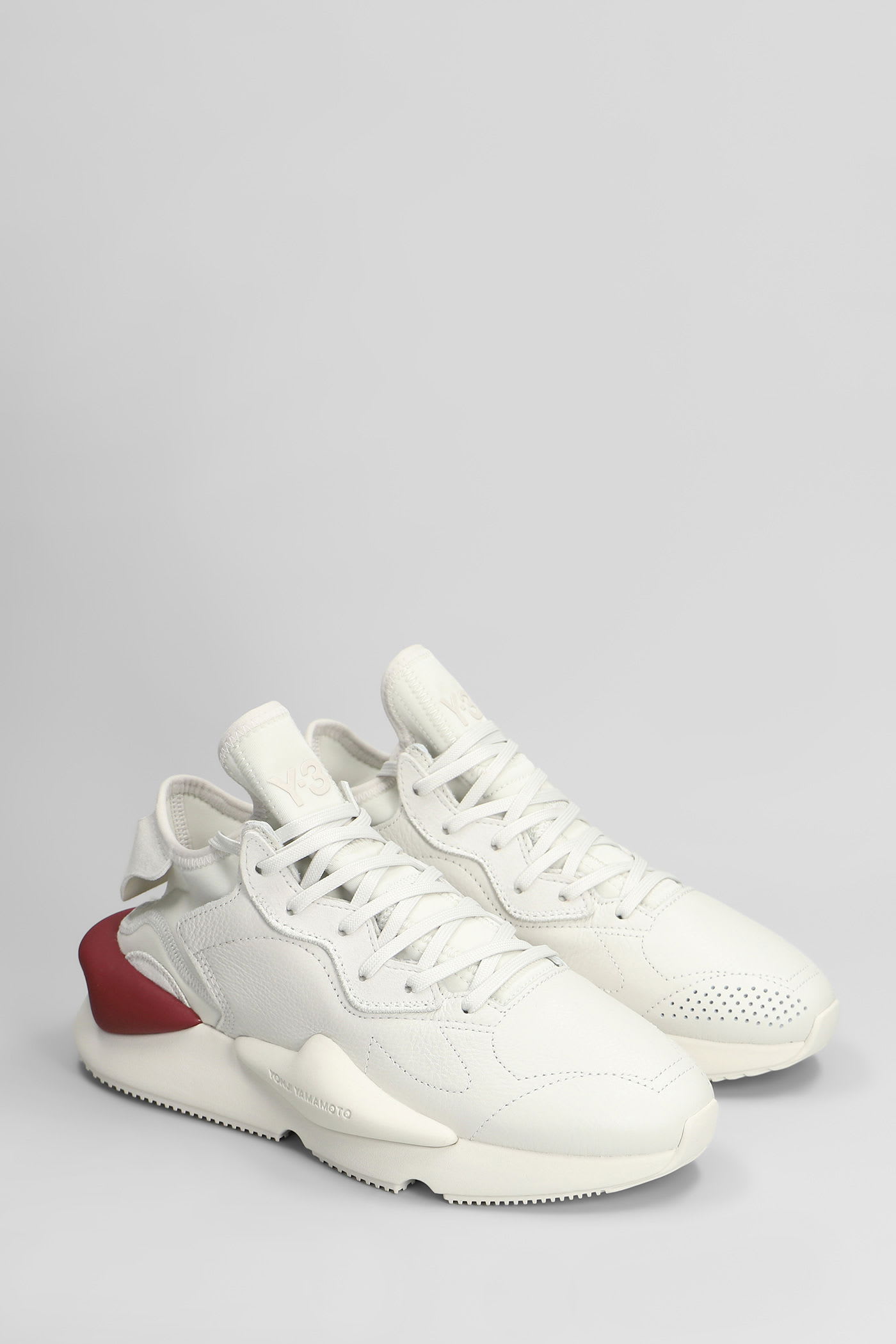 Y-3 Kaiwa Sneakers In White Leather In White