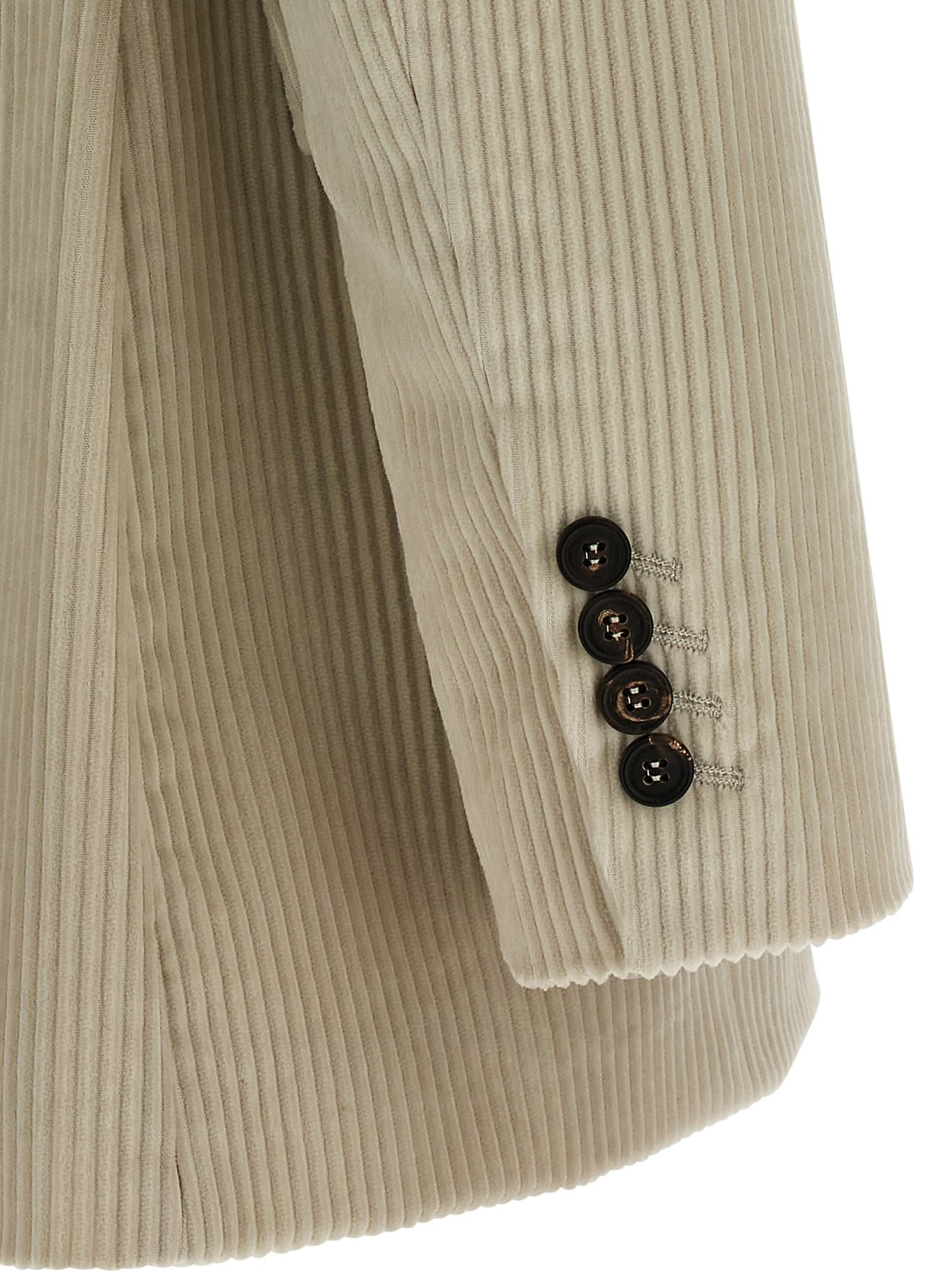 Brunello Cucinelli Corduroy Blazer With Lapel Neckline In Multi