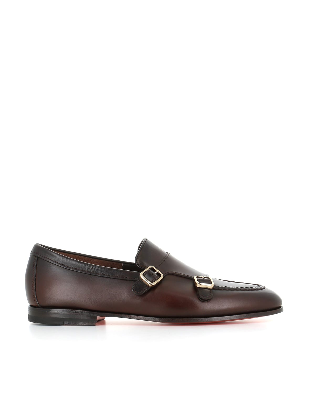 Shop Santoni Buckle Loafer In Brown