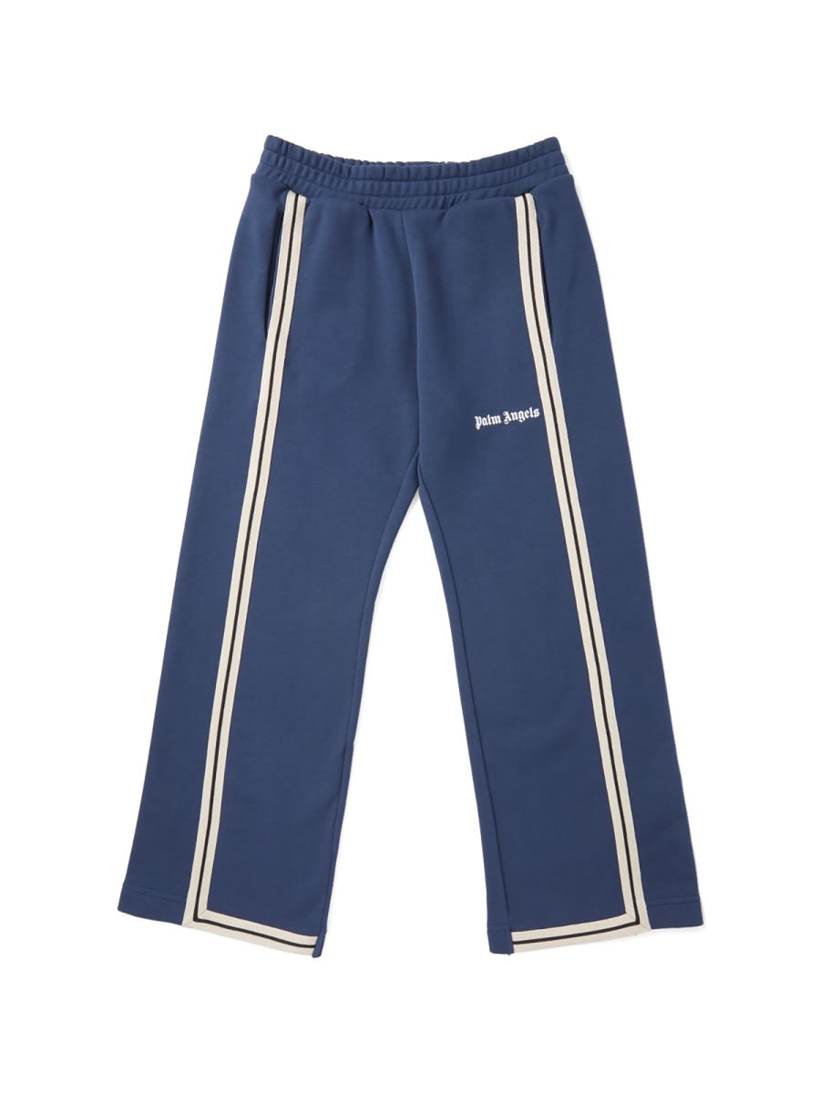 Palm Angels Cotton Striped Logo Sweatpants (4-12+ Years) In Blue