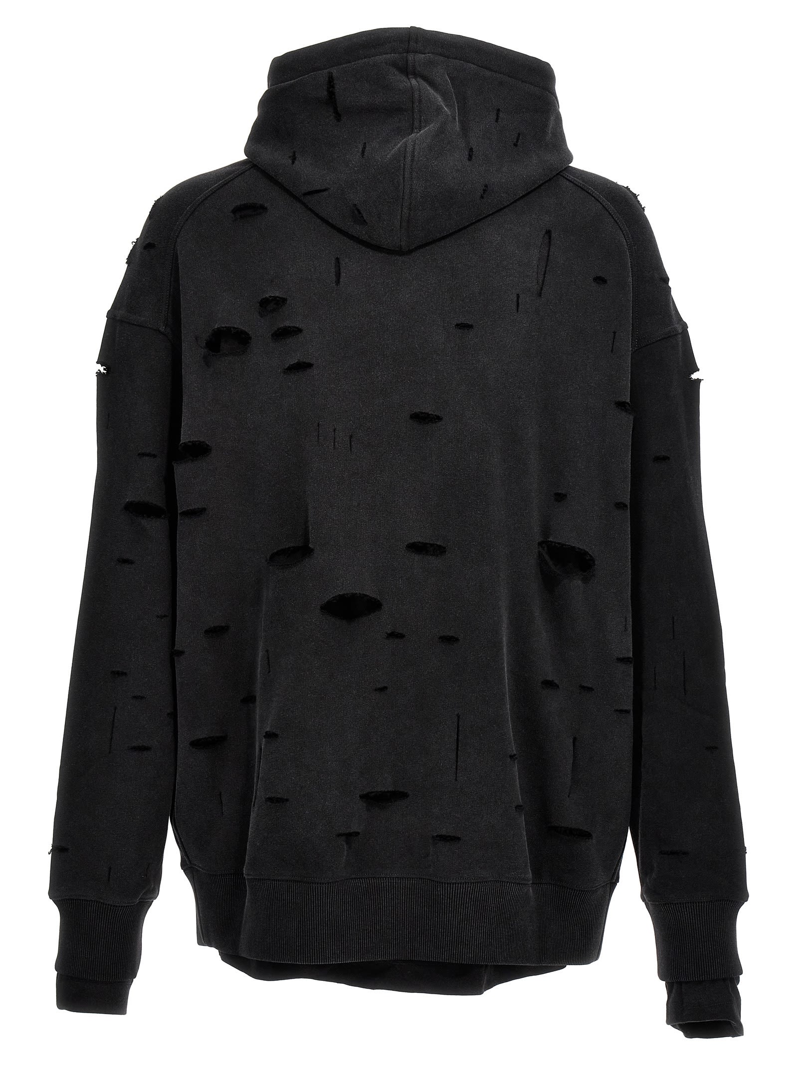 Shop Givenchy Logo Hole Hoodie In Black
