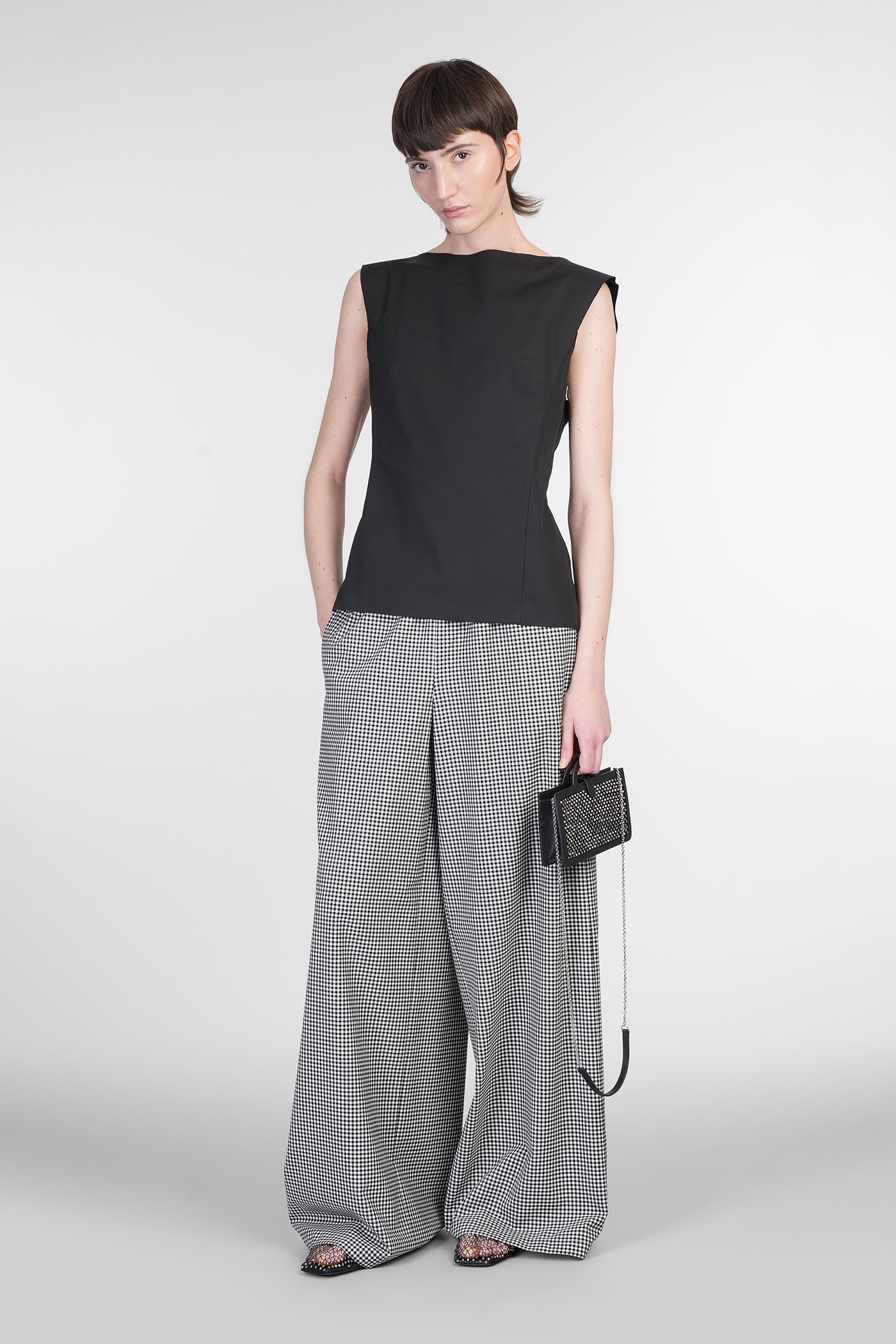 Marni Black Sleeveless Top With Boat Neckline And Rear Button Closure In Cotton Woman In Black