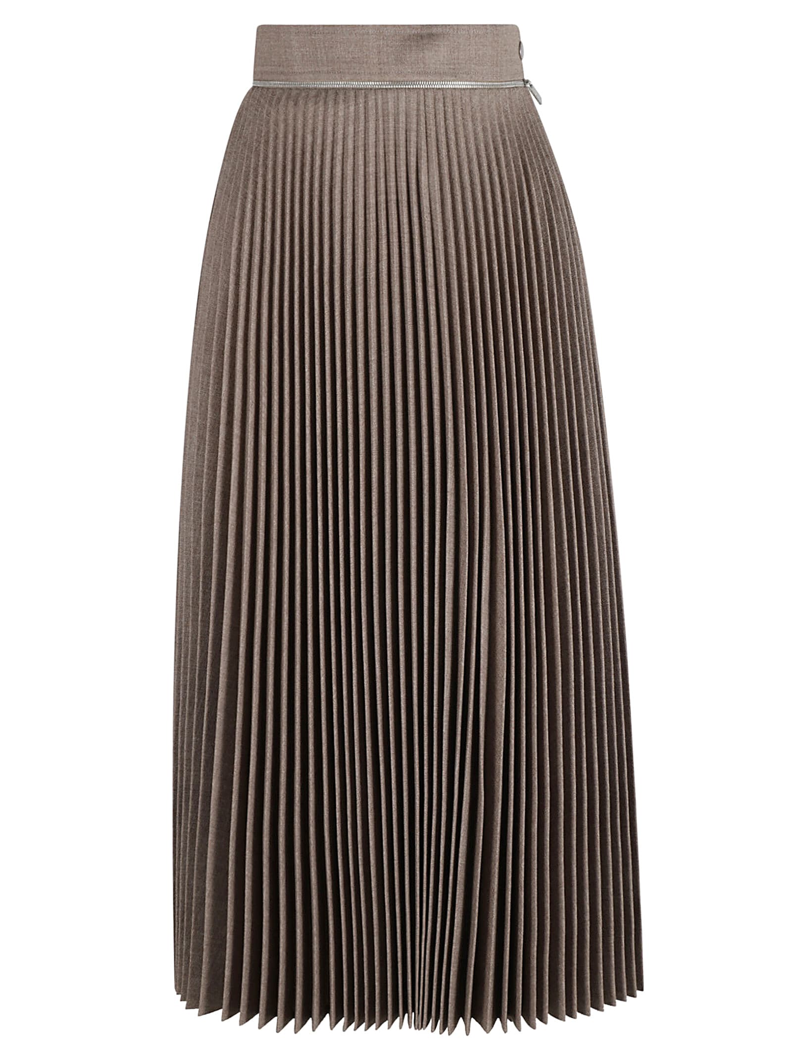 Shop Burberry Pleated Long Skirt In Linden Melange