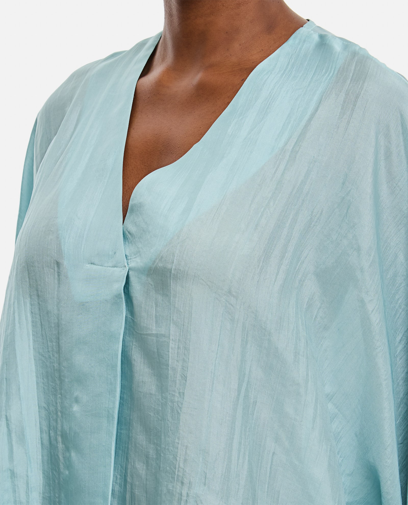 Shop The Rose Ibiza Silk Indochine Blouse In Clear Blue
